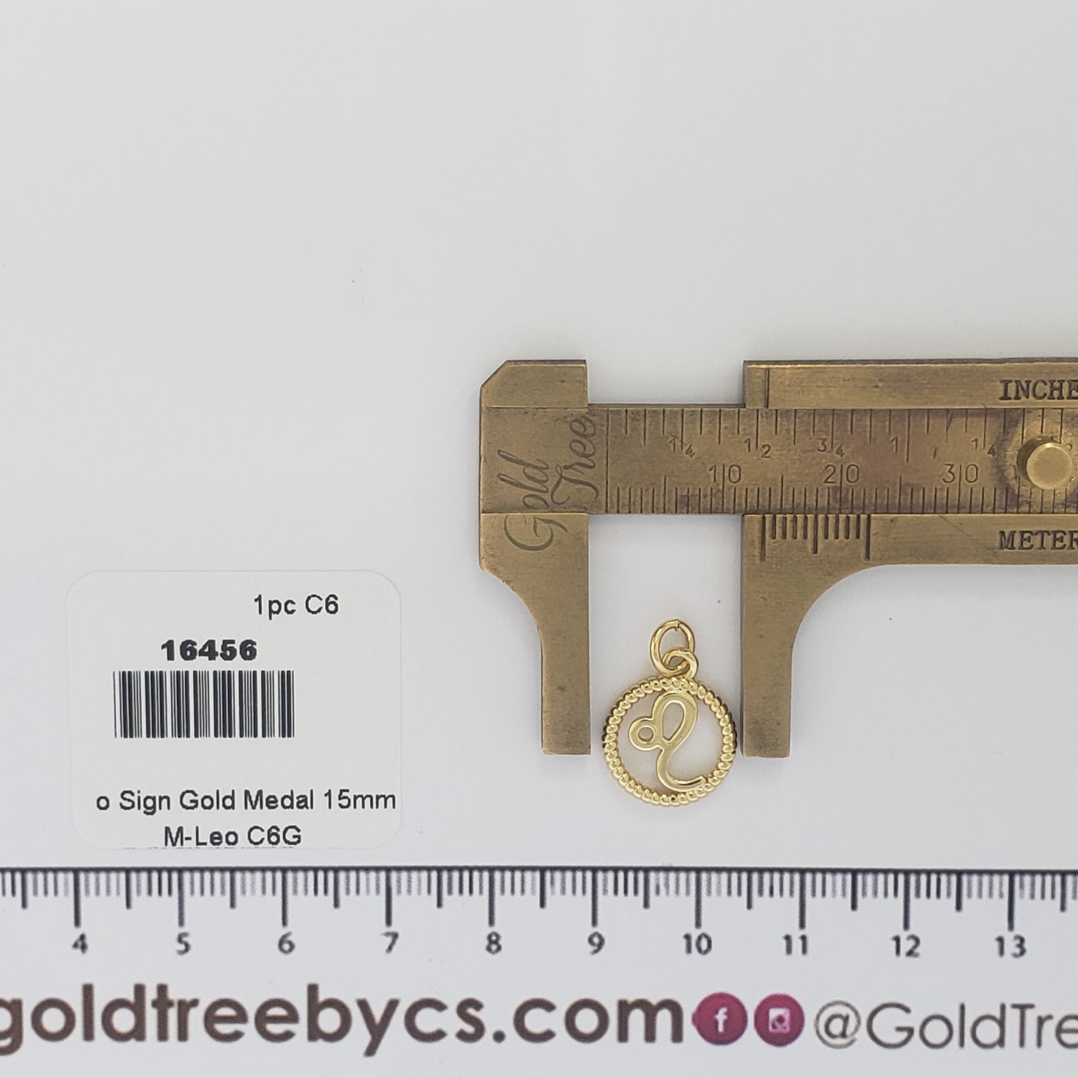 16456 Leo Sign Gold Medal Charm