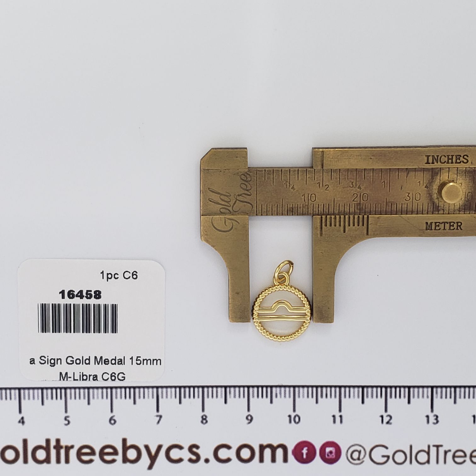 16458 Libra Sign Gold Medal Charm