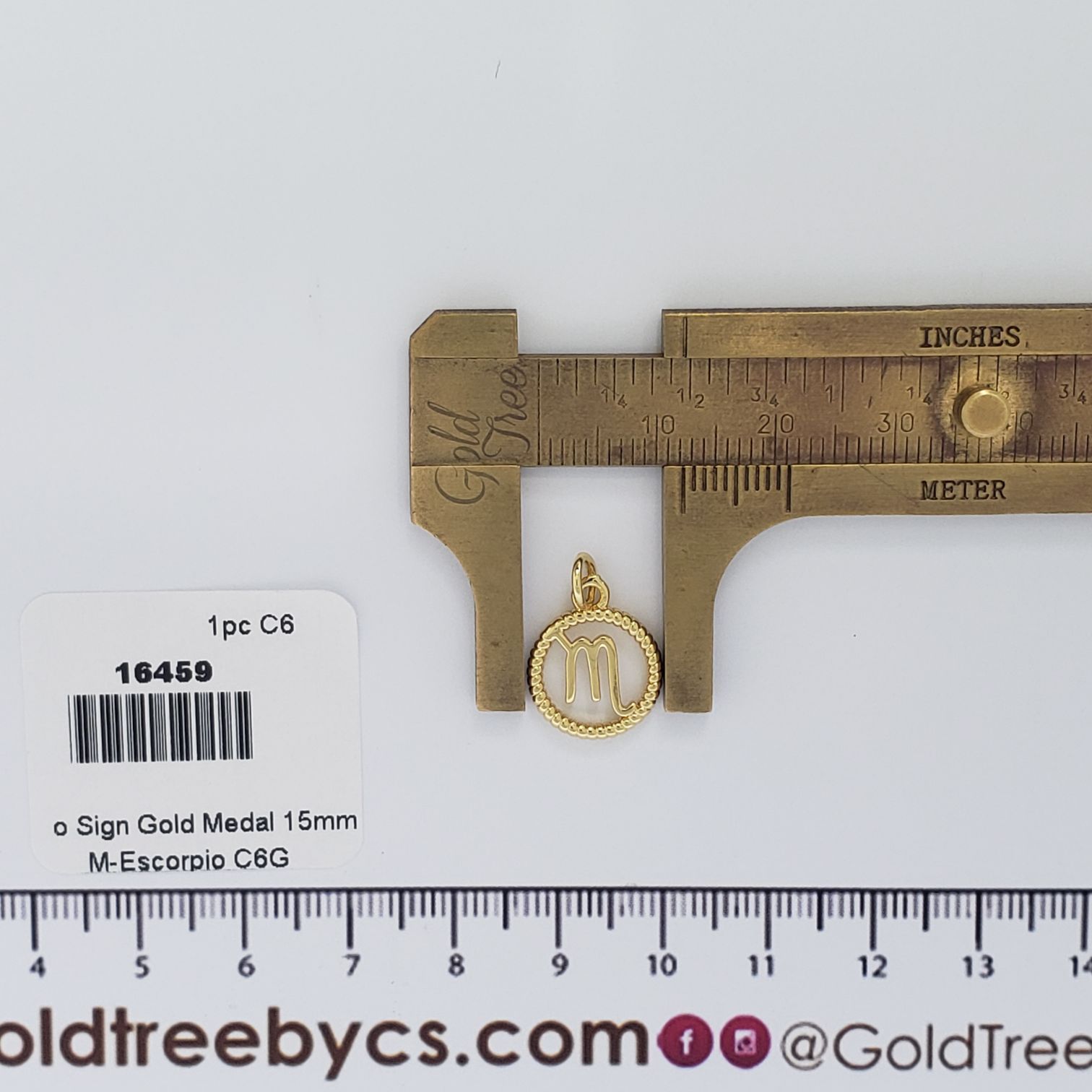 16459 Escorpio Sign Gold Medal Charm