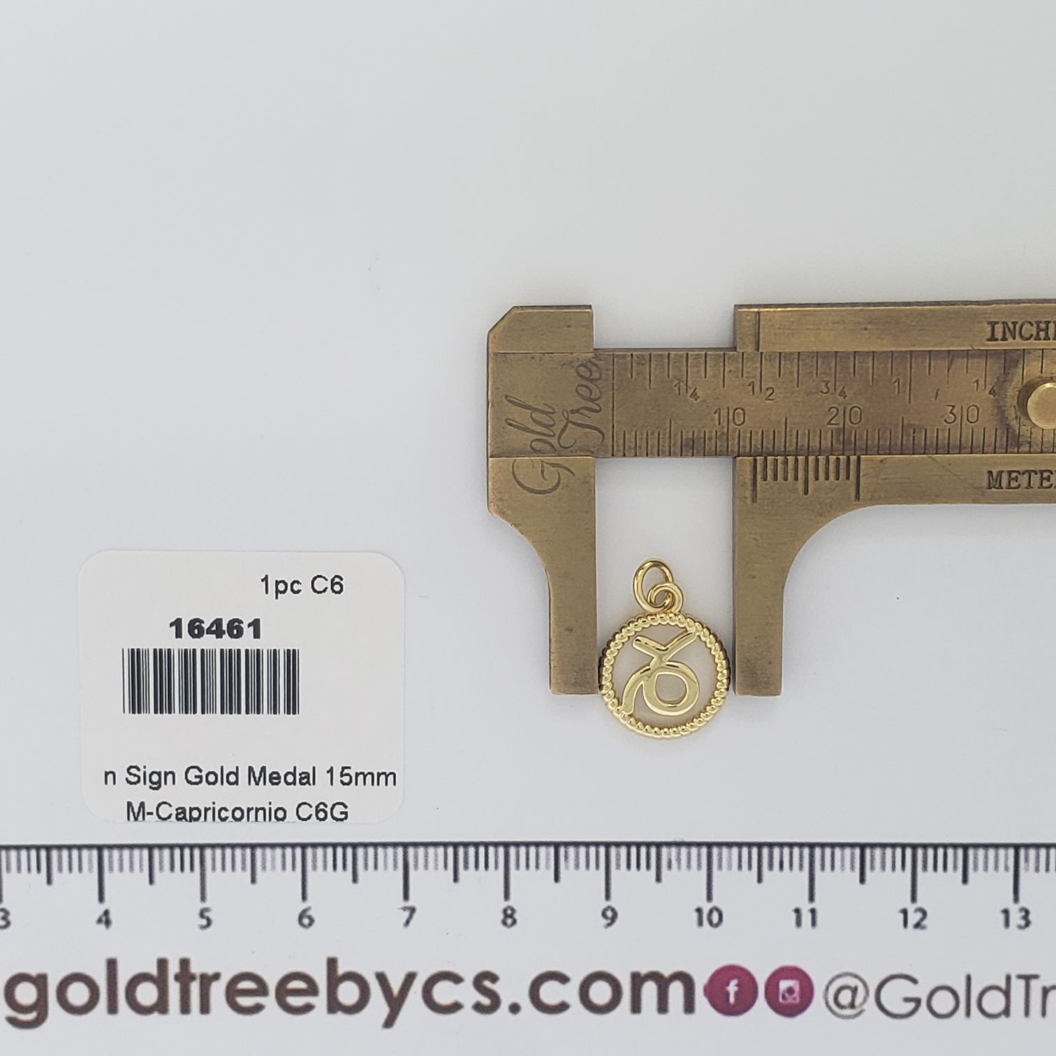 16461 Capricorn Sign Gold Medal Charm