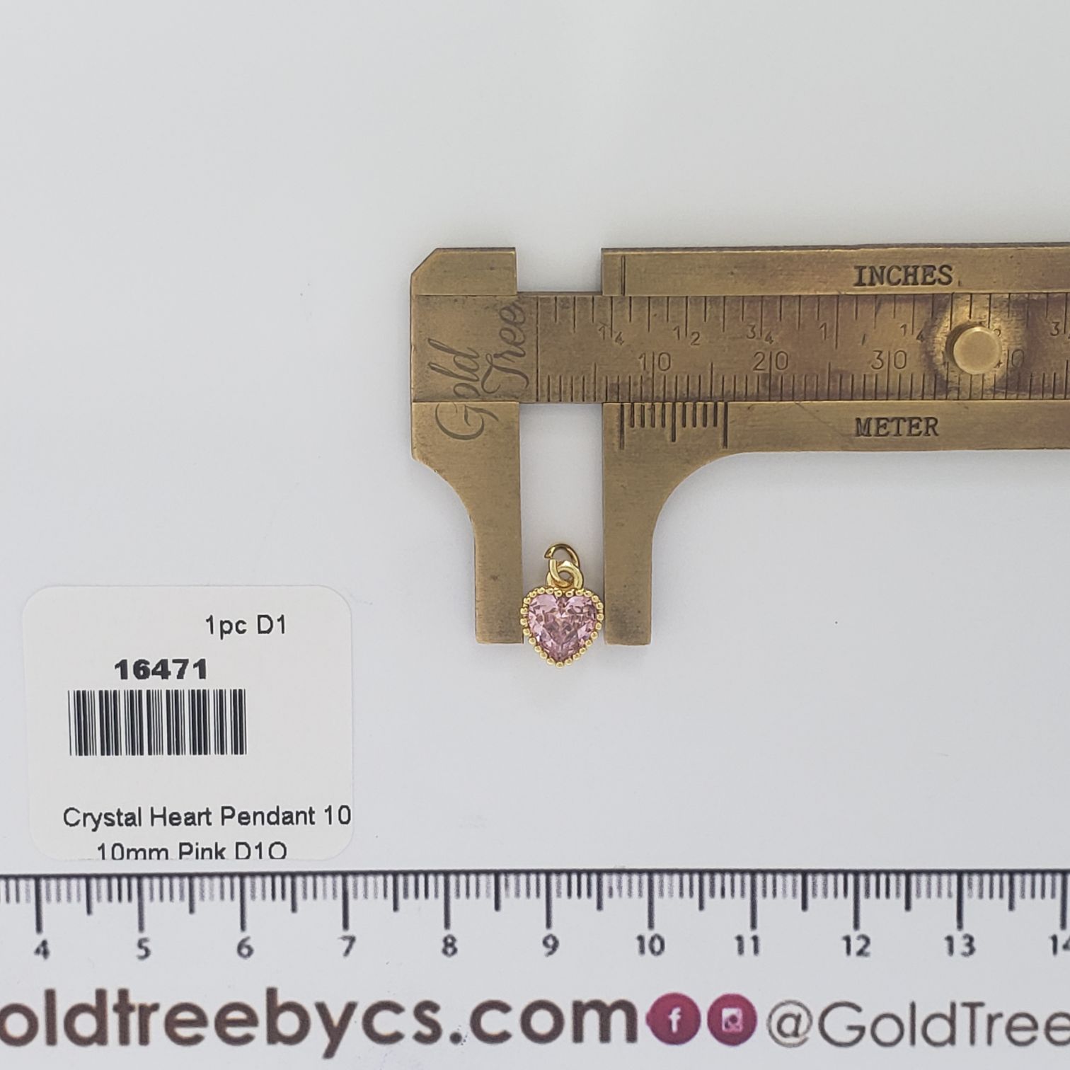 16471 10mm Pink Crystal Heart Pendant