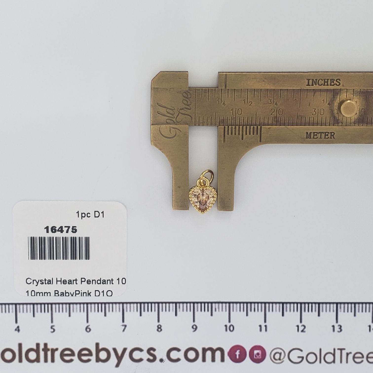 16475 10mm Topaz Crystal Heart Pendant