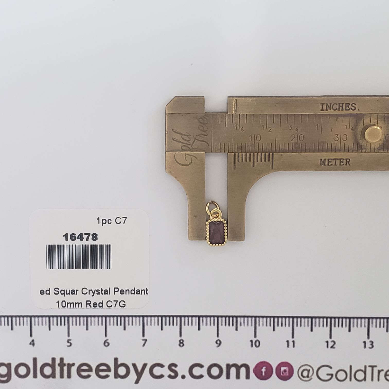 16478 Red Square Crystal Pendant