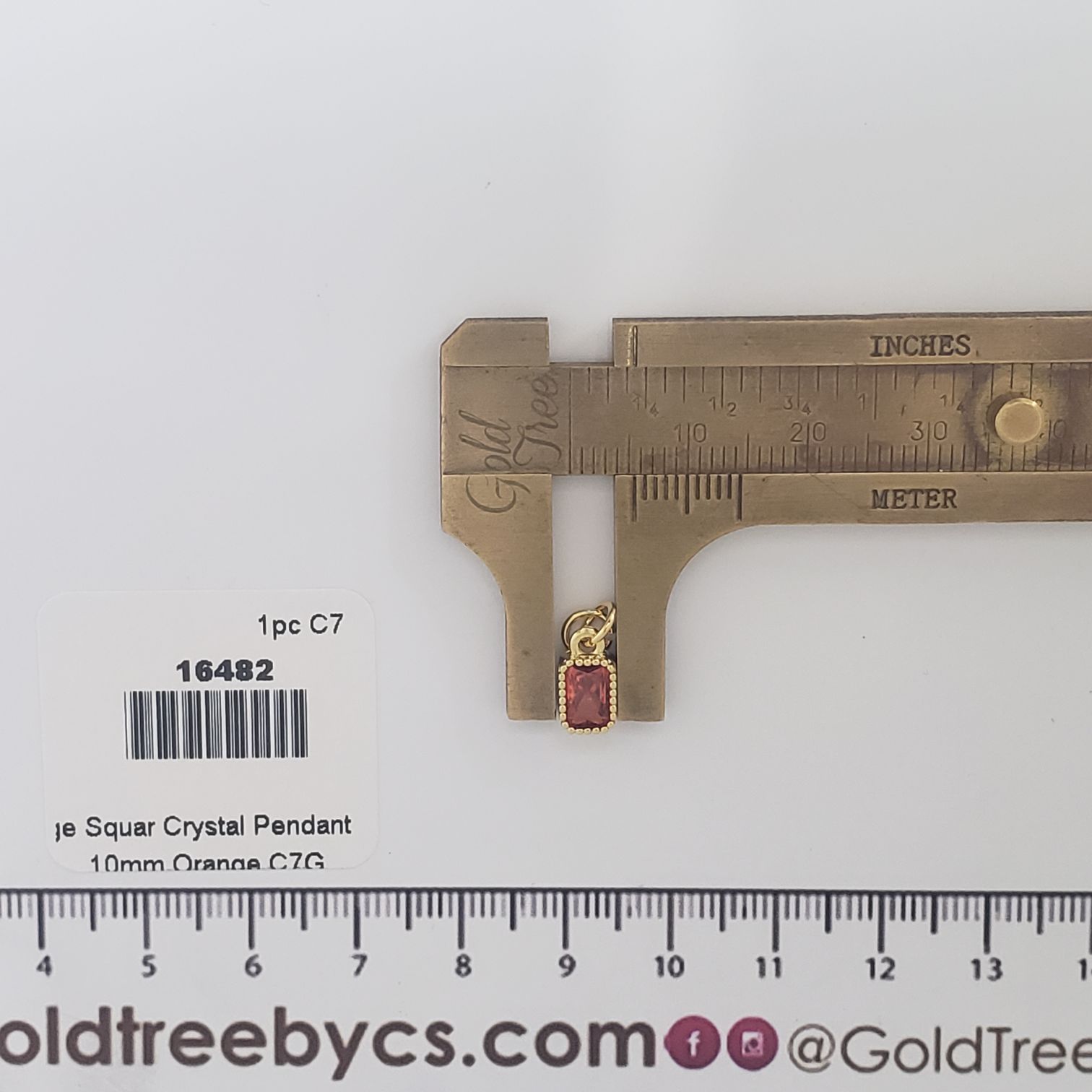 16482 Orange Square Crystal Pendant