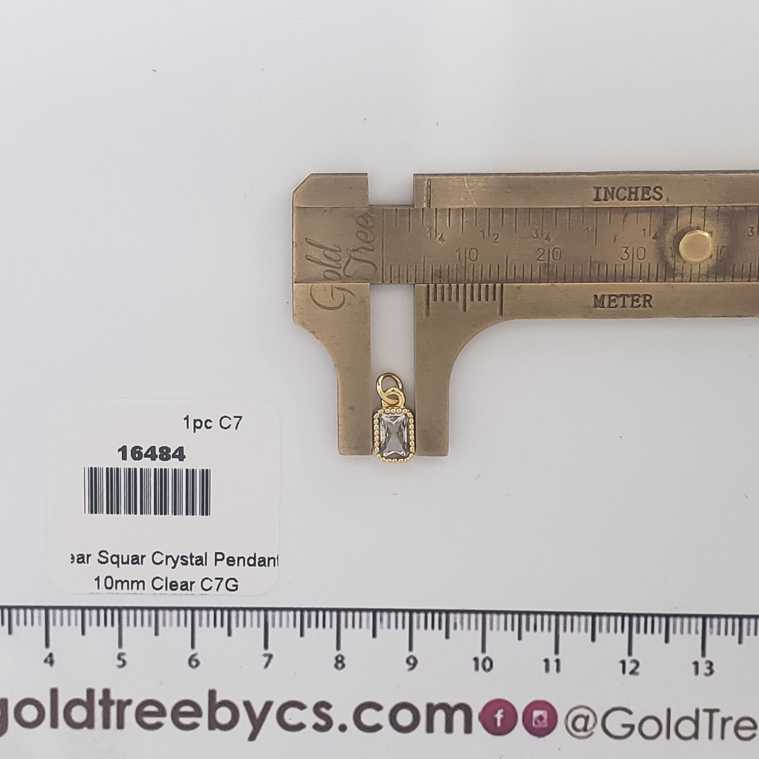 16484 Clear Square Crystal Pendant