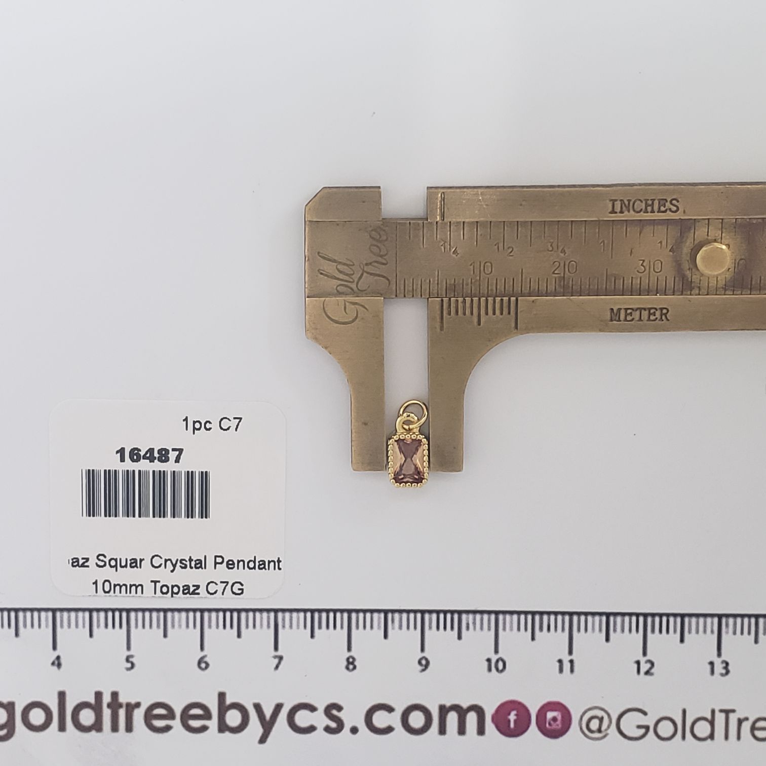 16487 Topaz Square Crystal Pendant