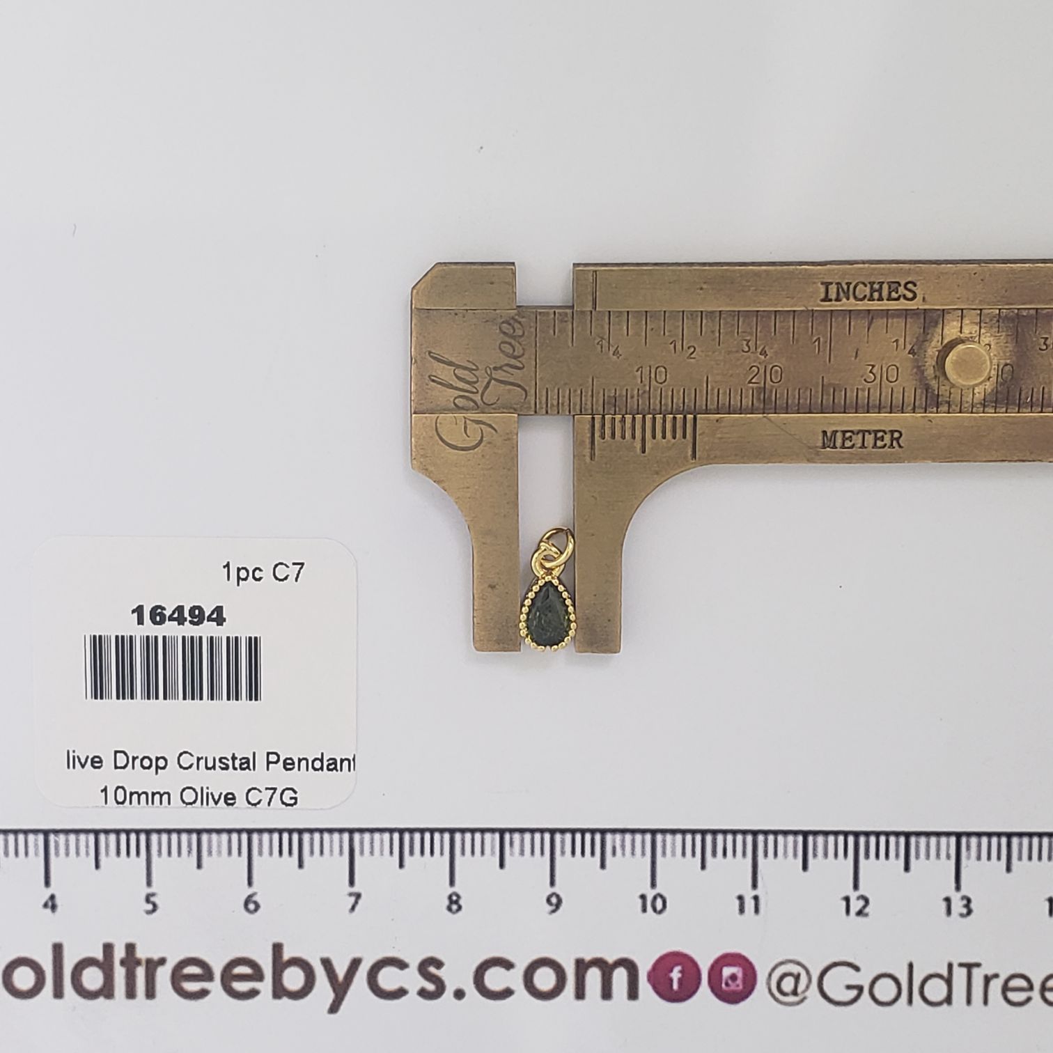 16494 Olive Drop Crystal Pendant