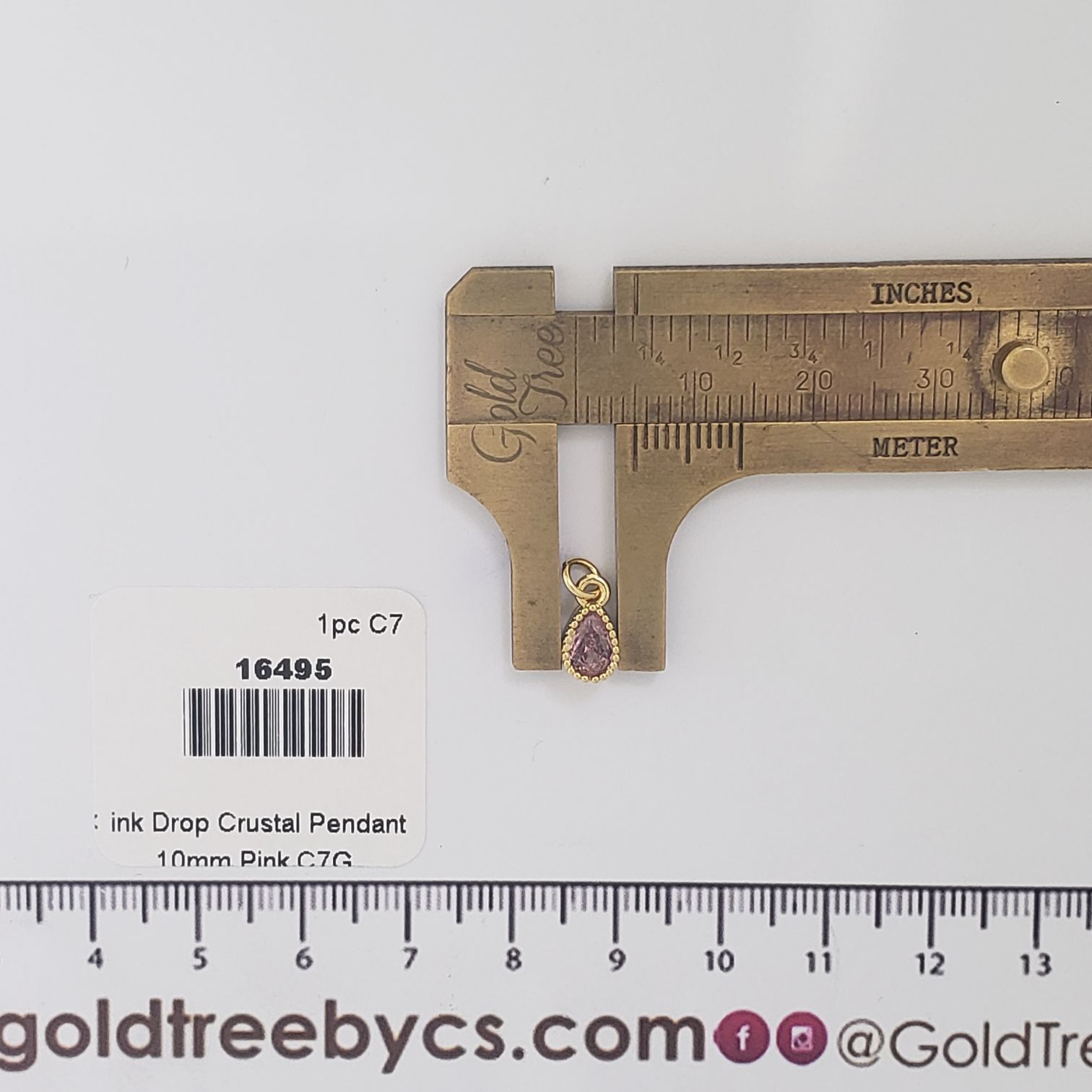 16495 Pink Drop Crystal Pendant