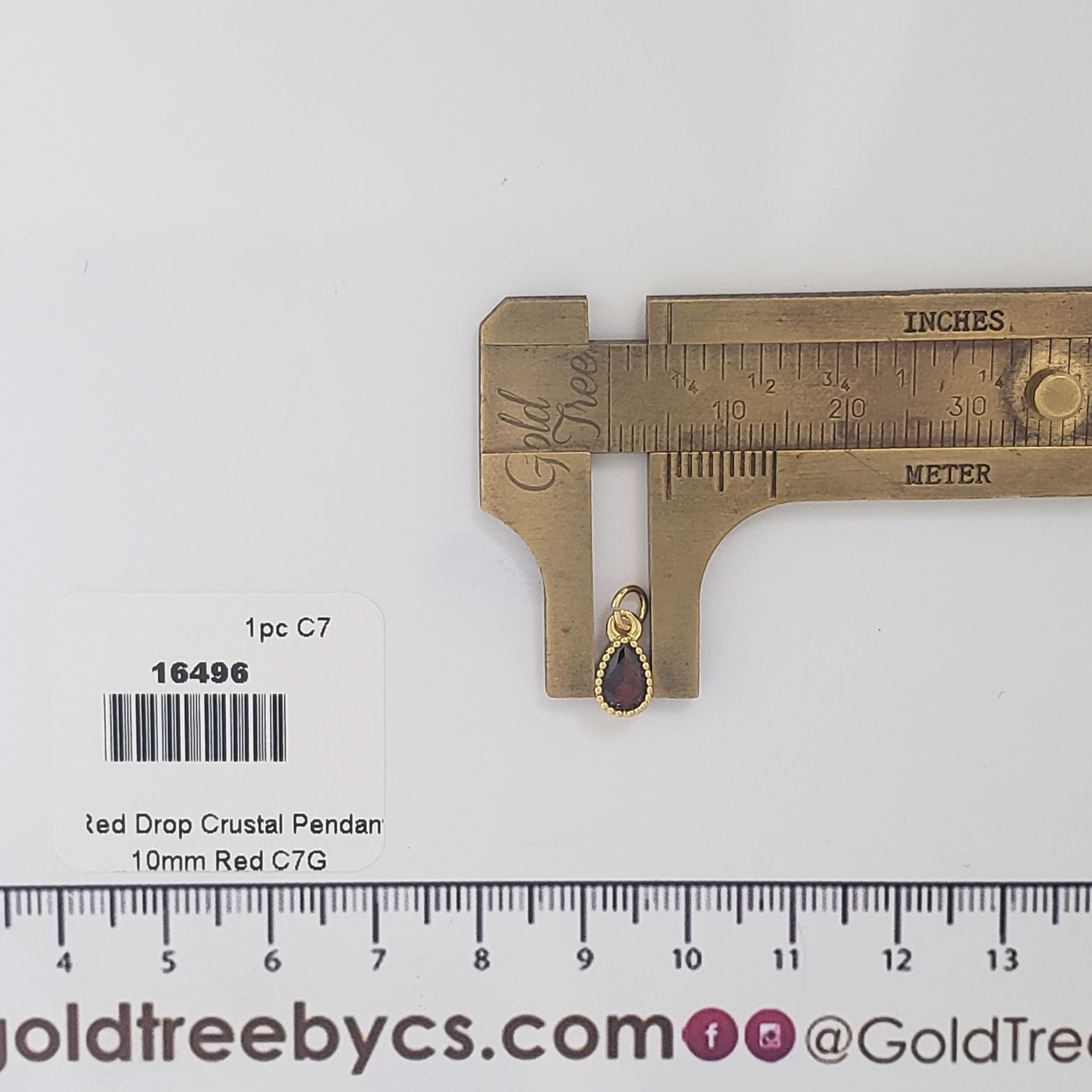 16496 Red Drop Crystal Pendant
