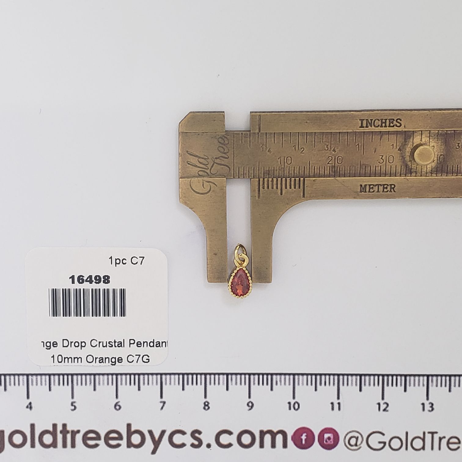 16498 Orange Drop Crystal Pendant