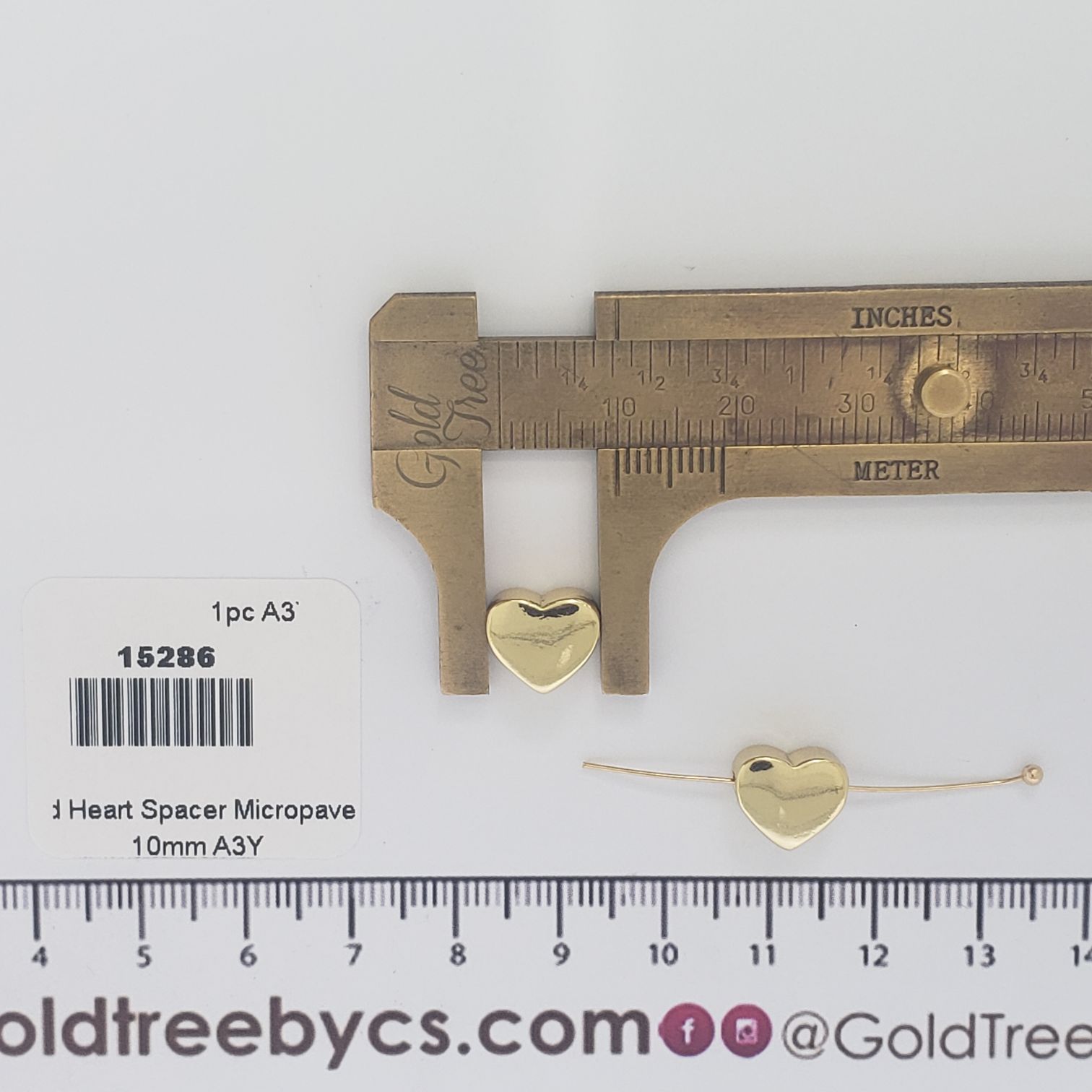 15286 Gold Heart Spacer Micropave