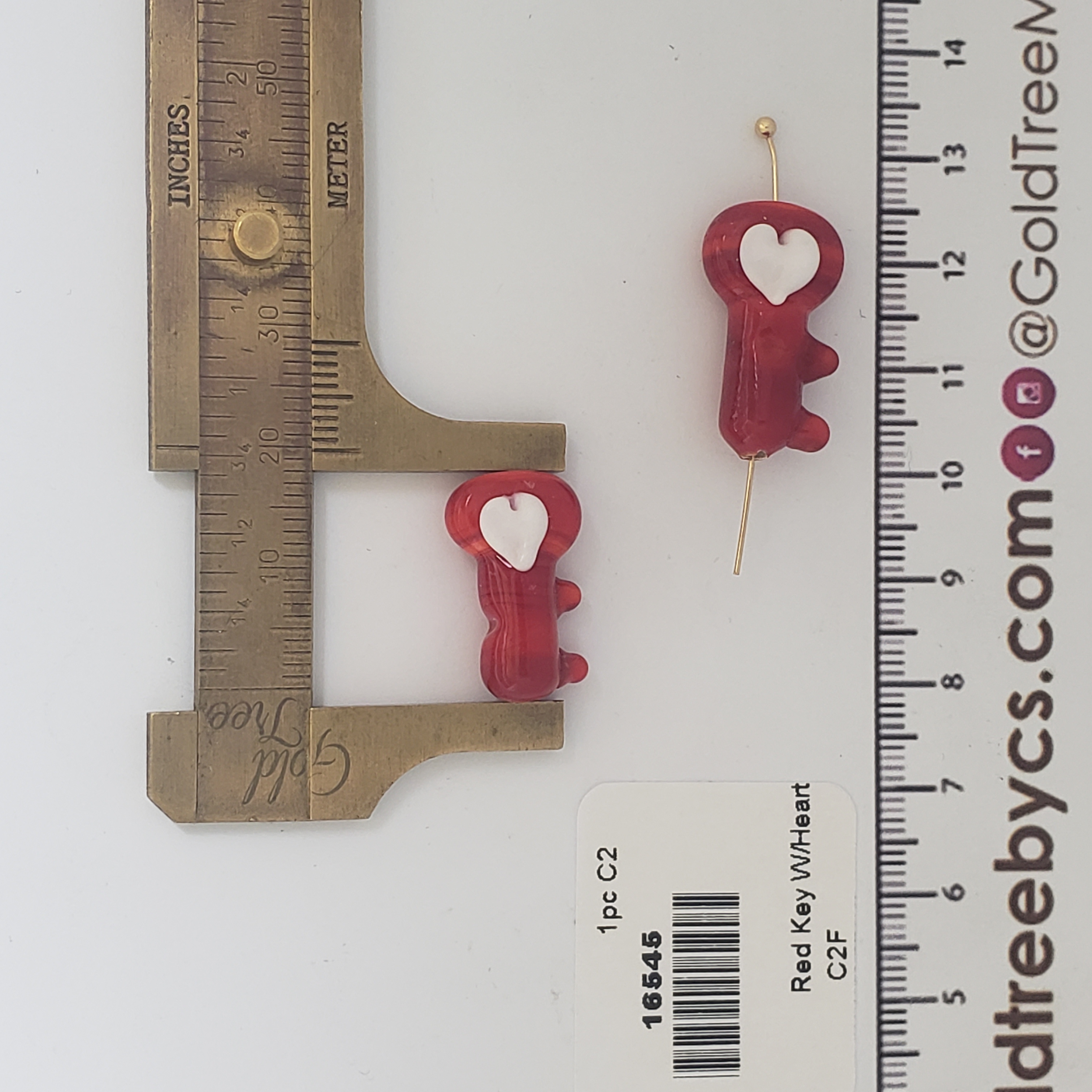 16545 Red Key with Heart Spacer