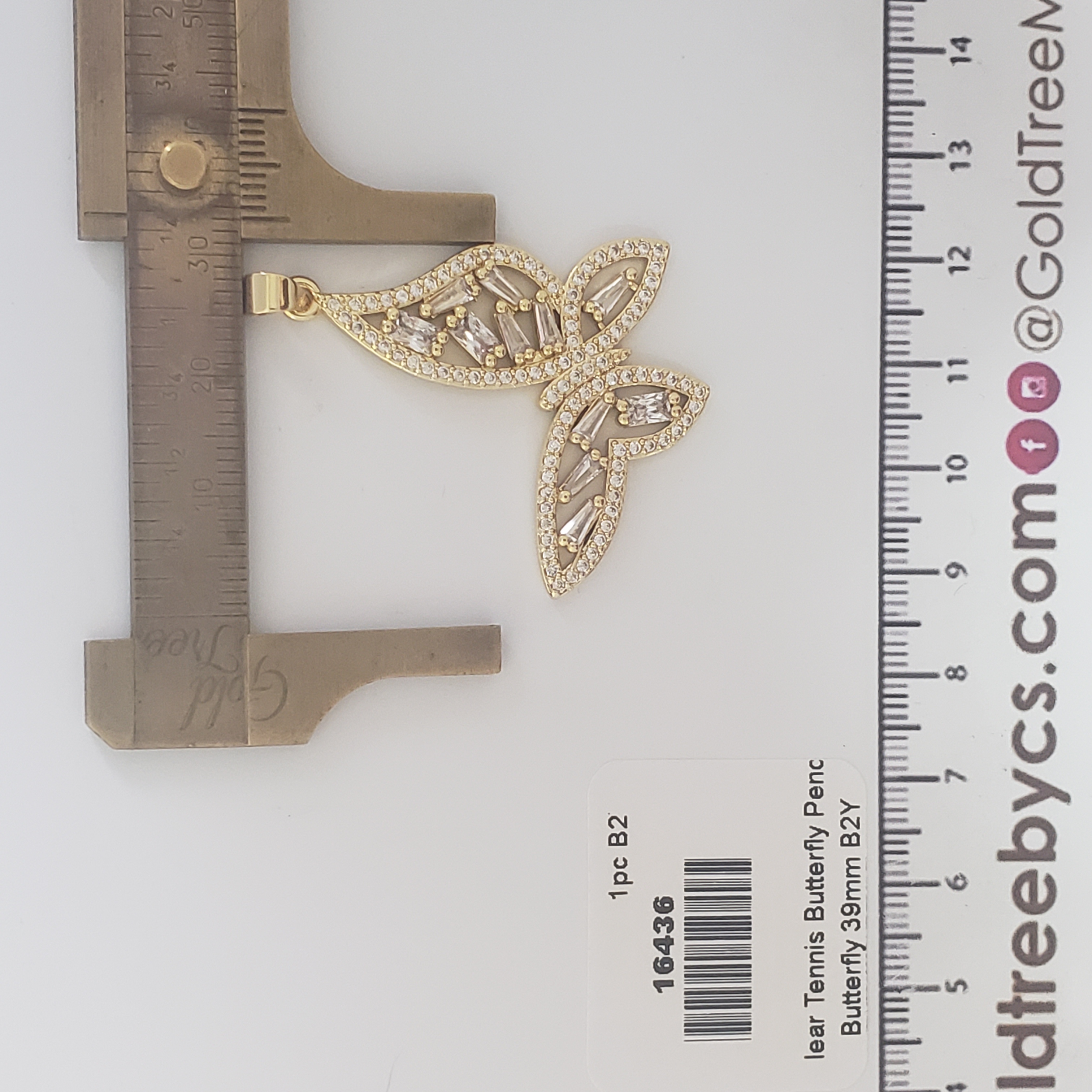 16436 Gold Crystal Butterfly Pendant