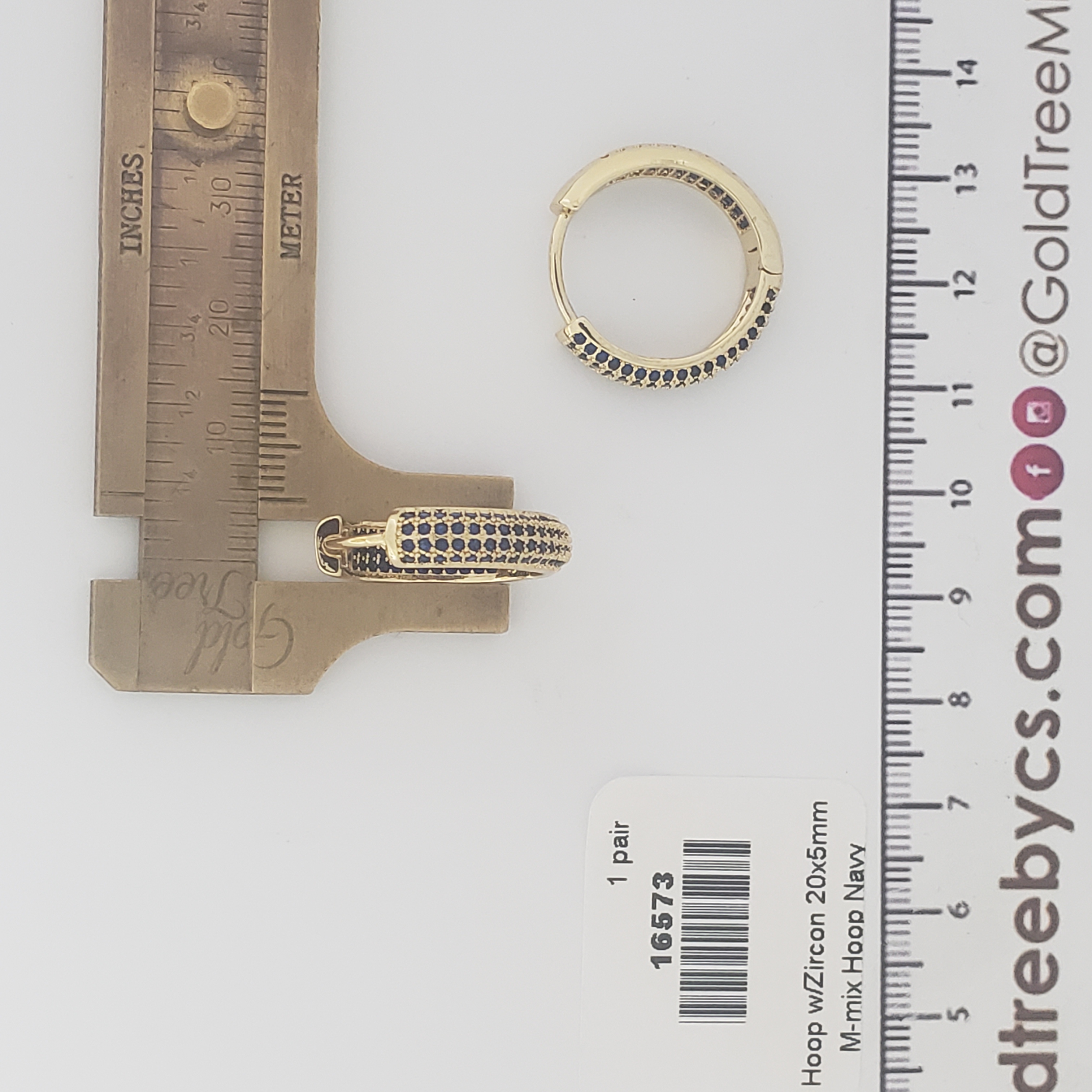 16573 20x5mm Navy Hoop with Zircon