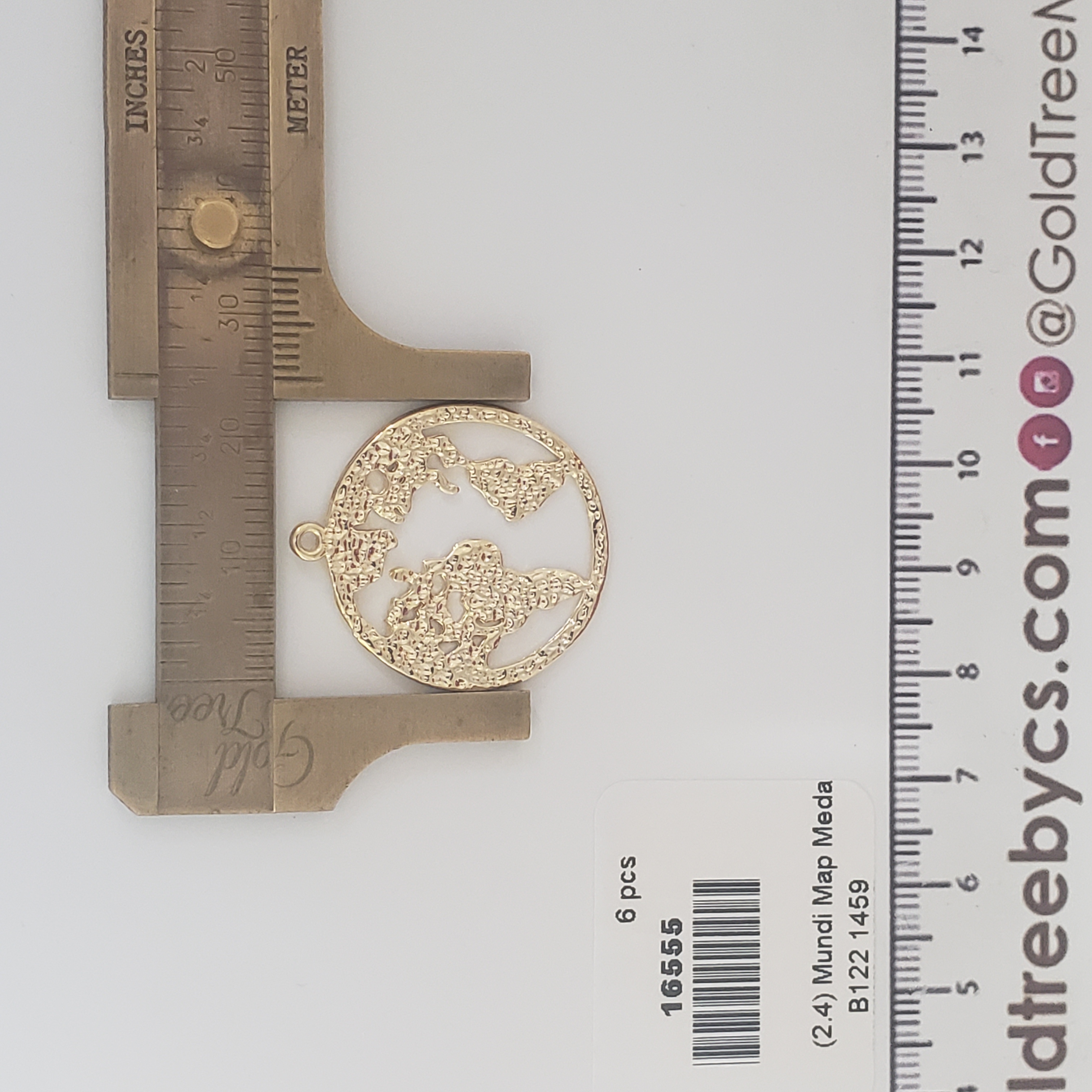 16555 Dije de medalla con mapa mundial