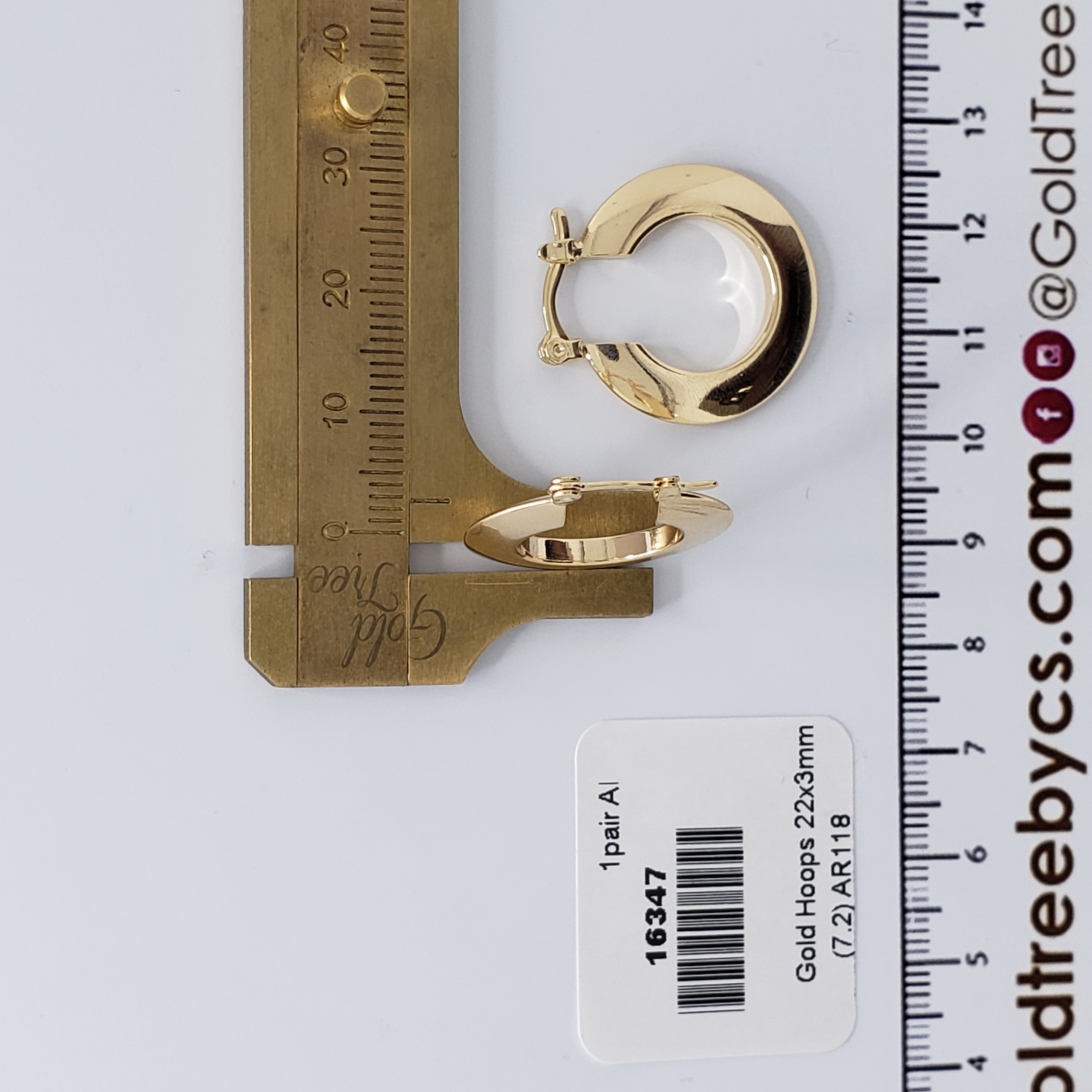 16347 22x3mm Gold Hoops