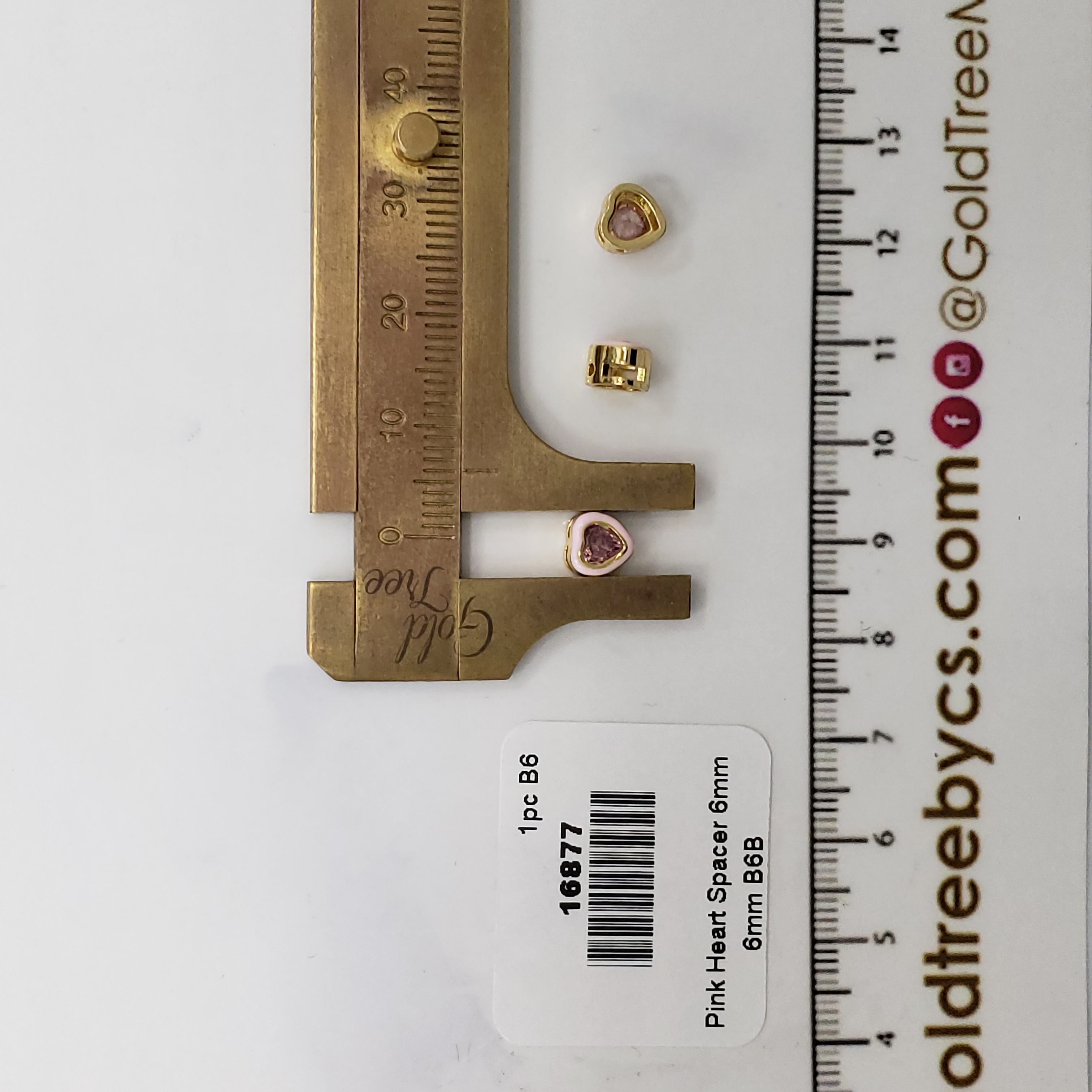 16877 Pink Crystal Heart Spacer