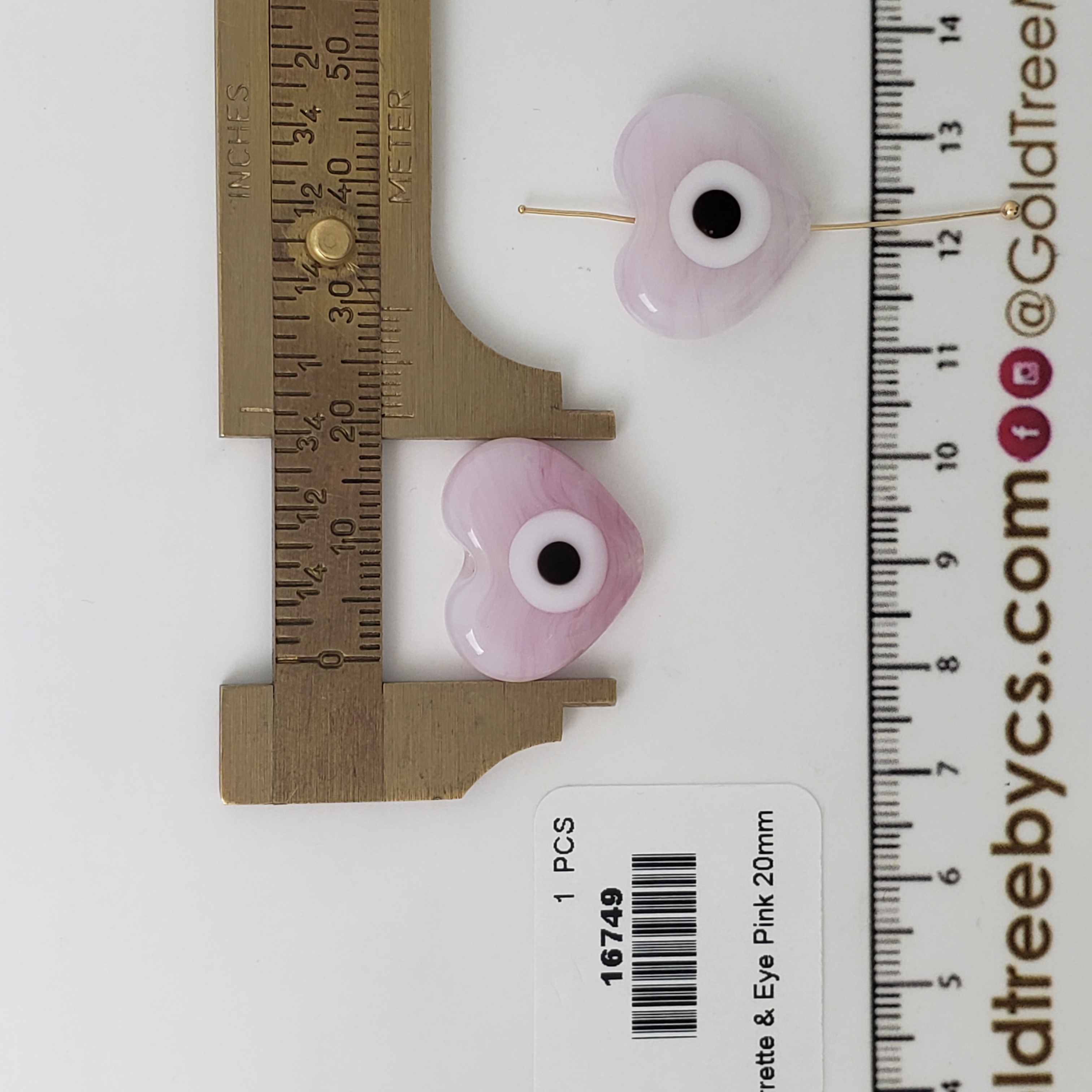 16749 Espaciador de Barra con Corazón Rosa y Ojo