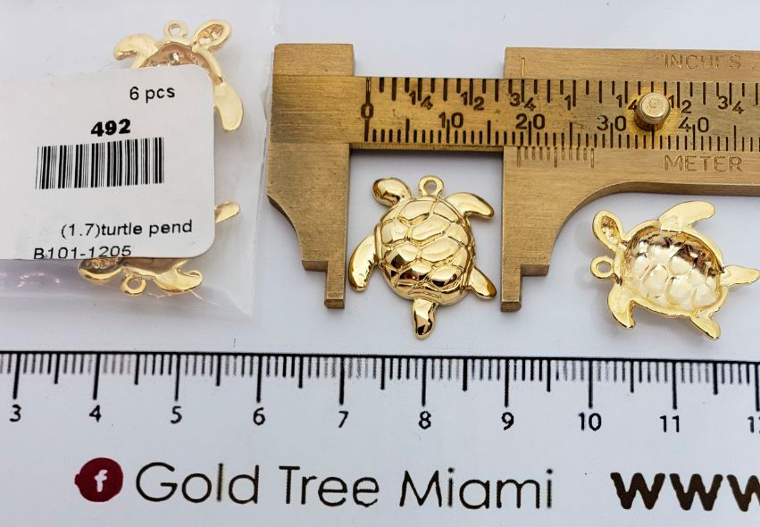492 Gold Sea Turtle Charm