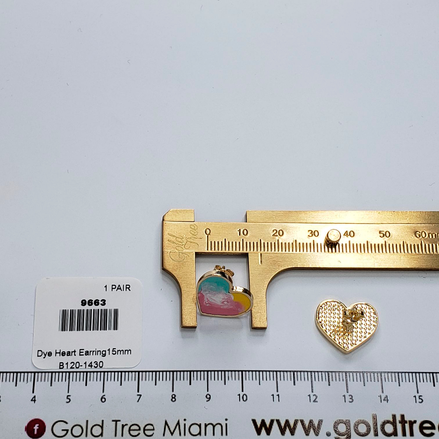 9663 15mm Tye Dye Heart Earring