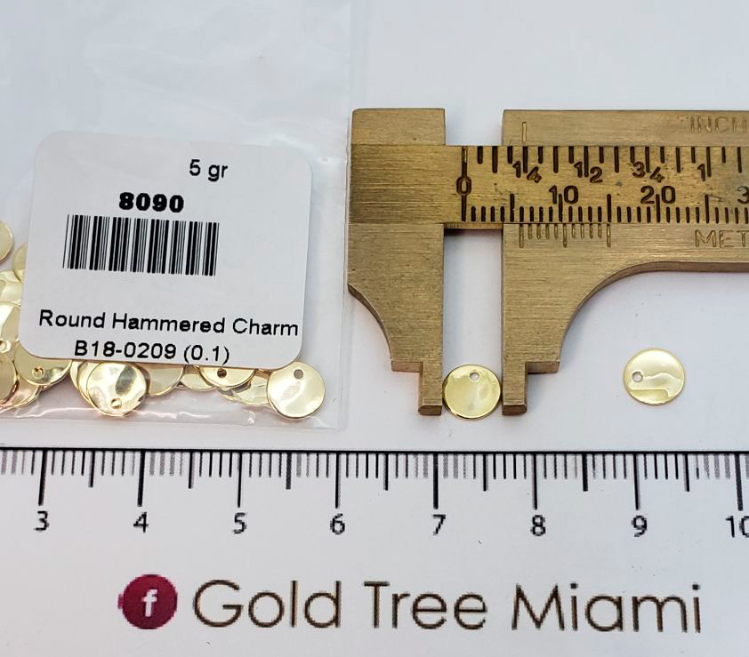8090 Round Hammered Charm 6mm
