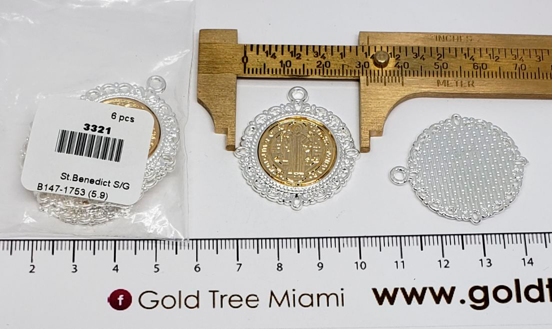 3321 Silver and Gold Medal St. Benedict Pendant