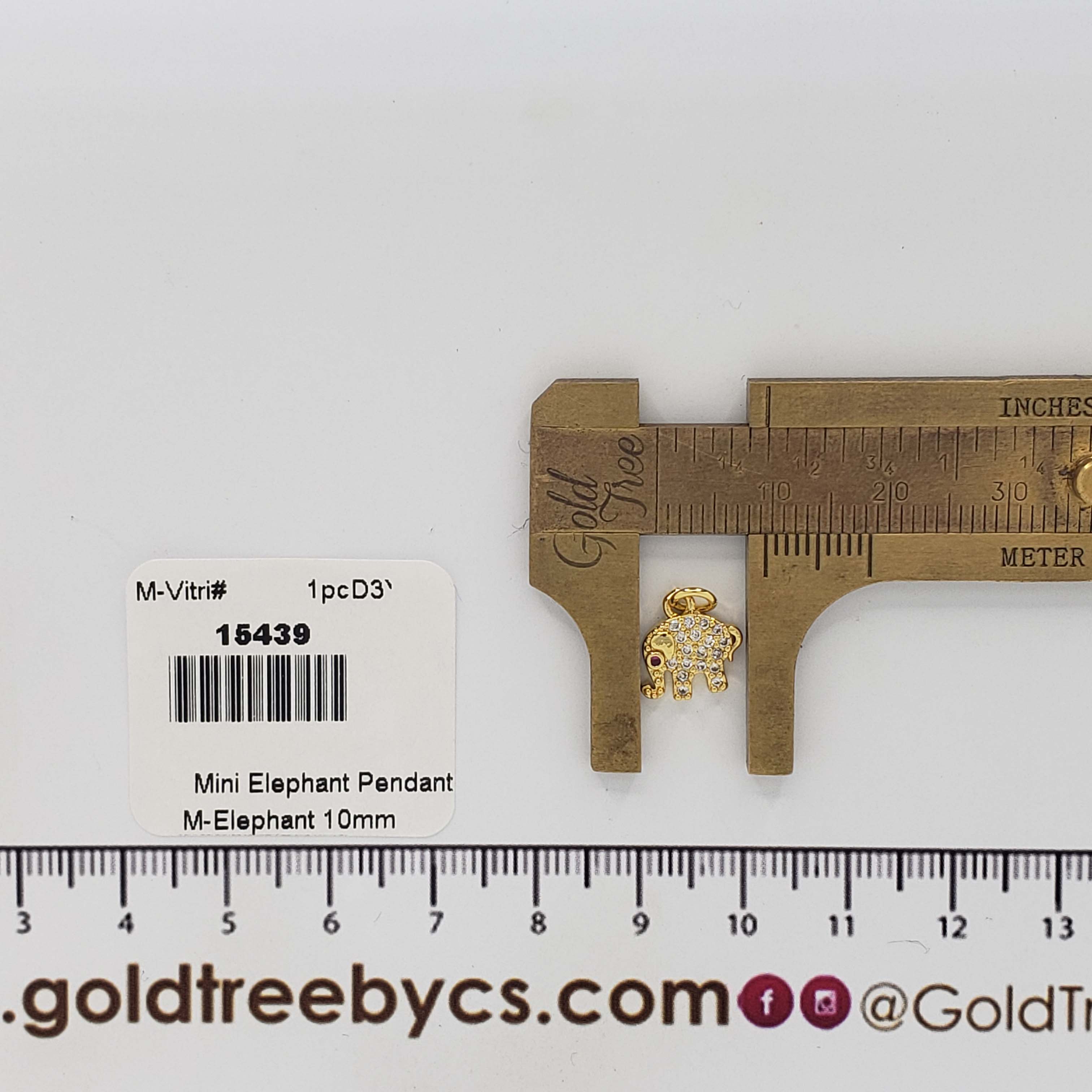 15439 Mini Elephant Clear Crystals Pendant