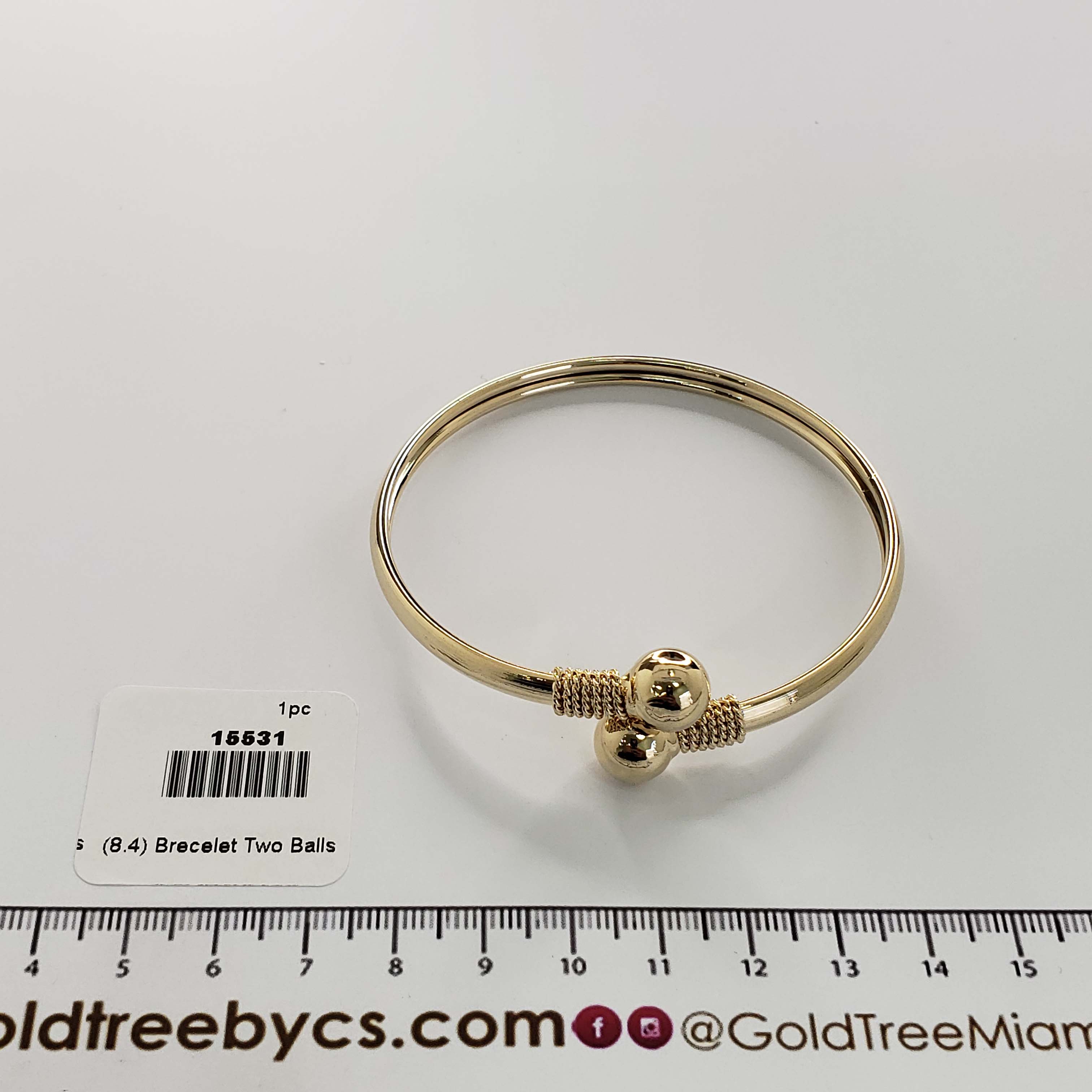 15531 Bracelet Two Balls Textured