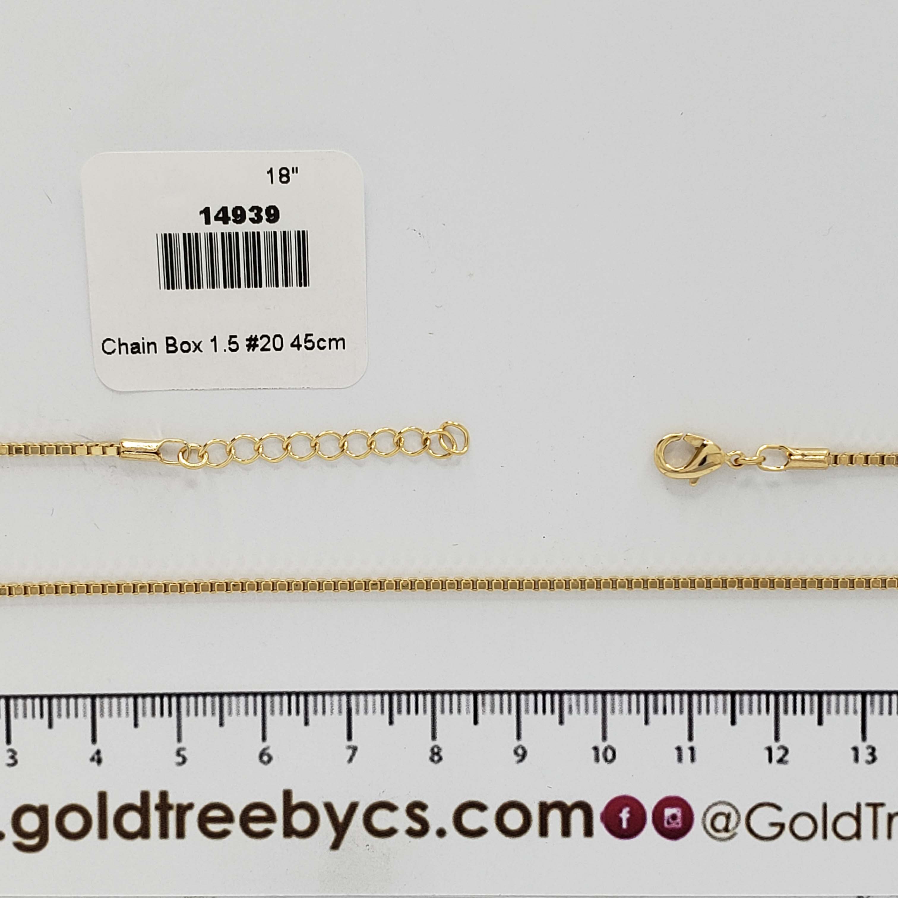 14939 18" Box Chain Necklace 1.5mm