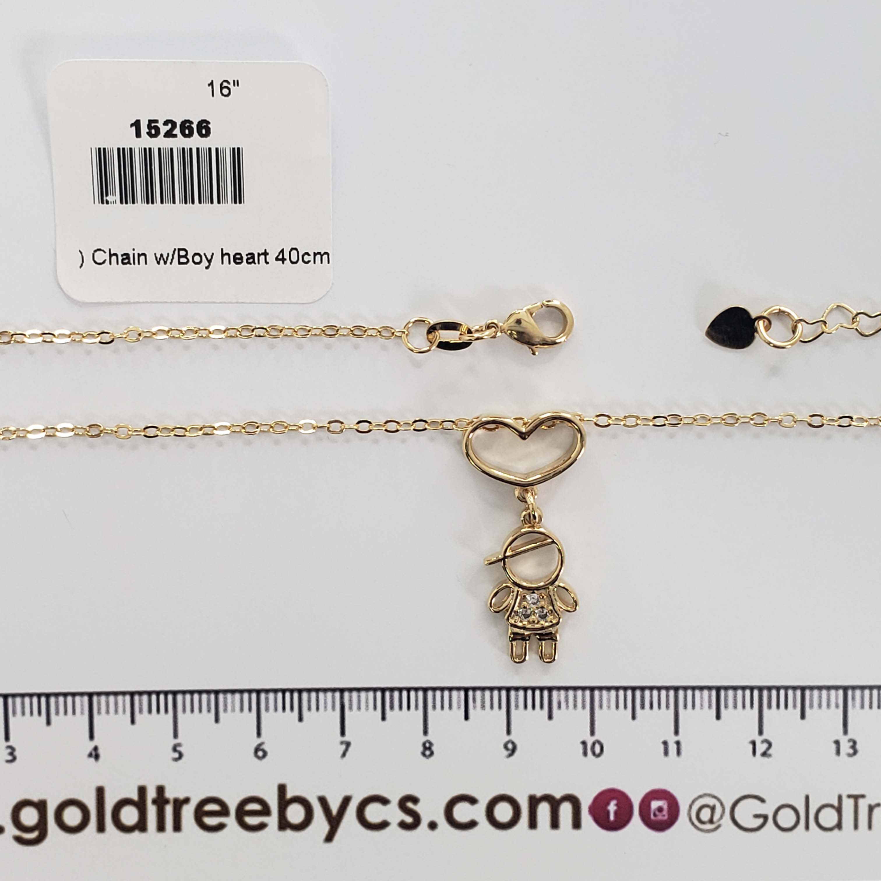 15266 Chain w/Boy heart