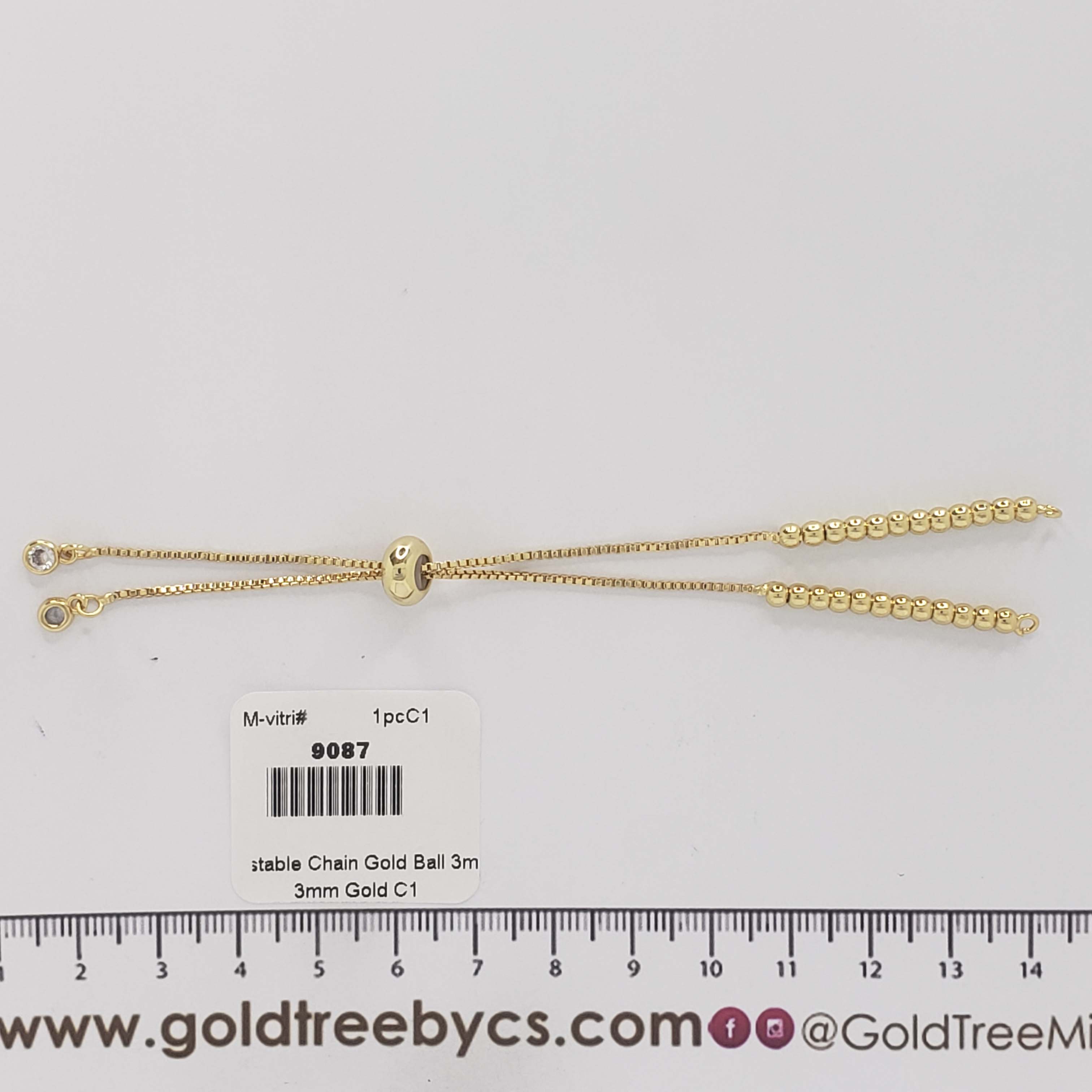 9087 3mm Beads Adjustable Bracelet