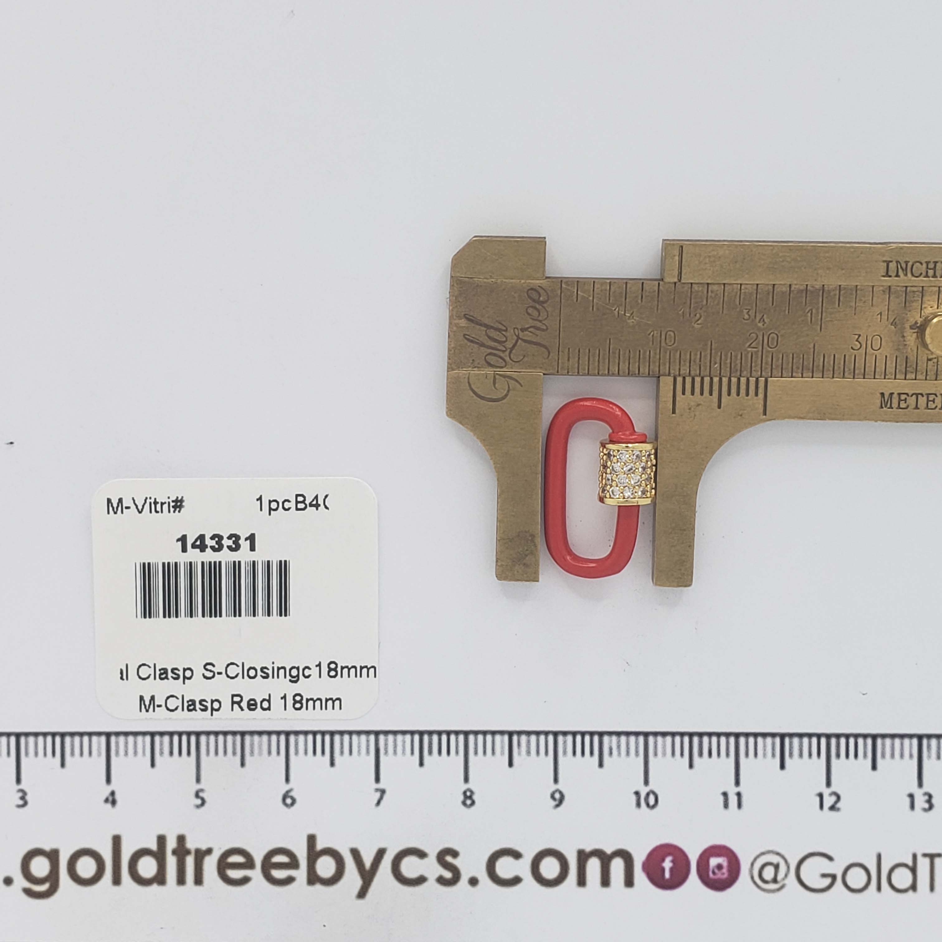 14331 Red Oval Clasp Self Closing