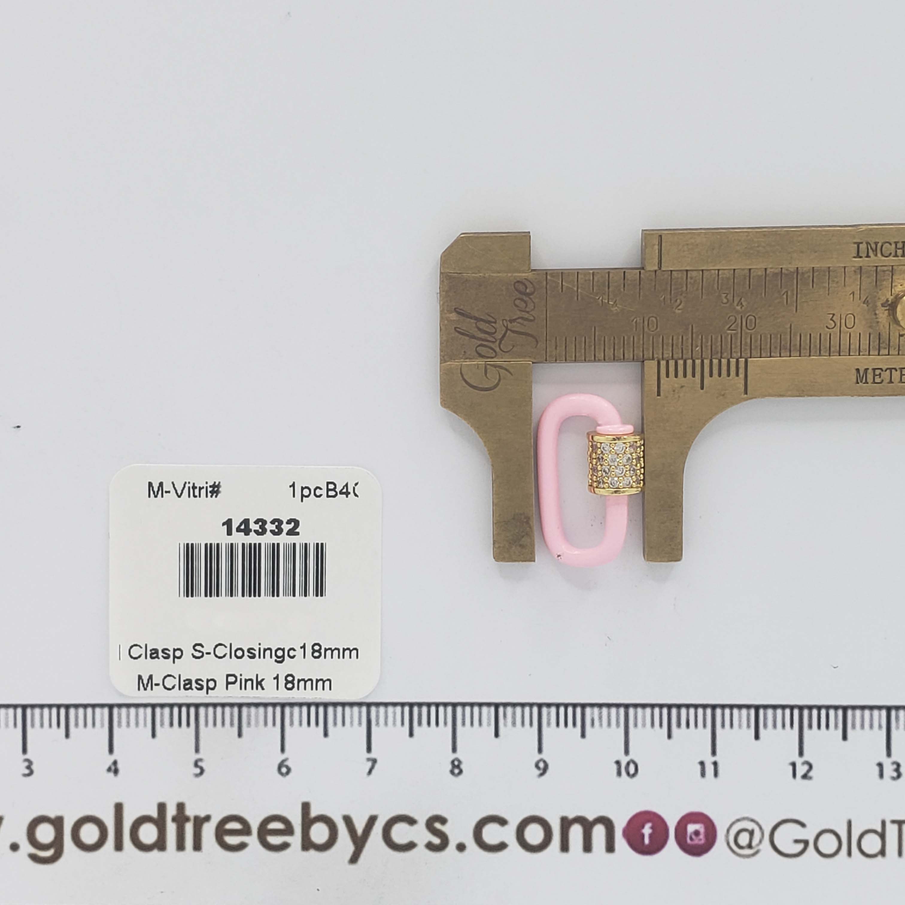 14332 Pink Oval Clasp Self Closing