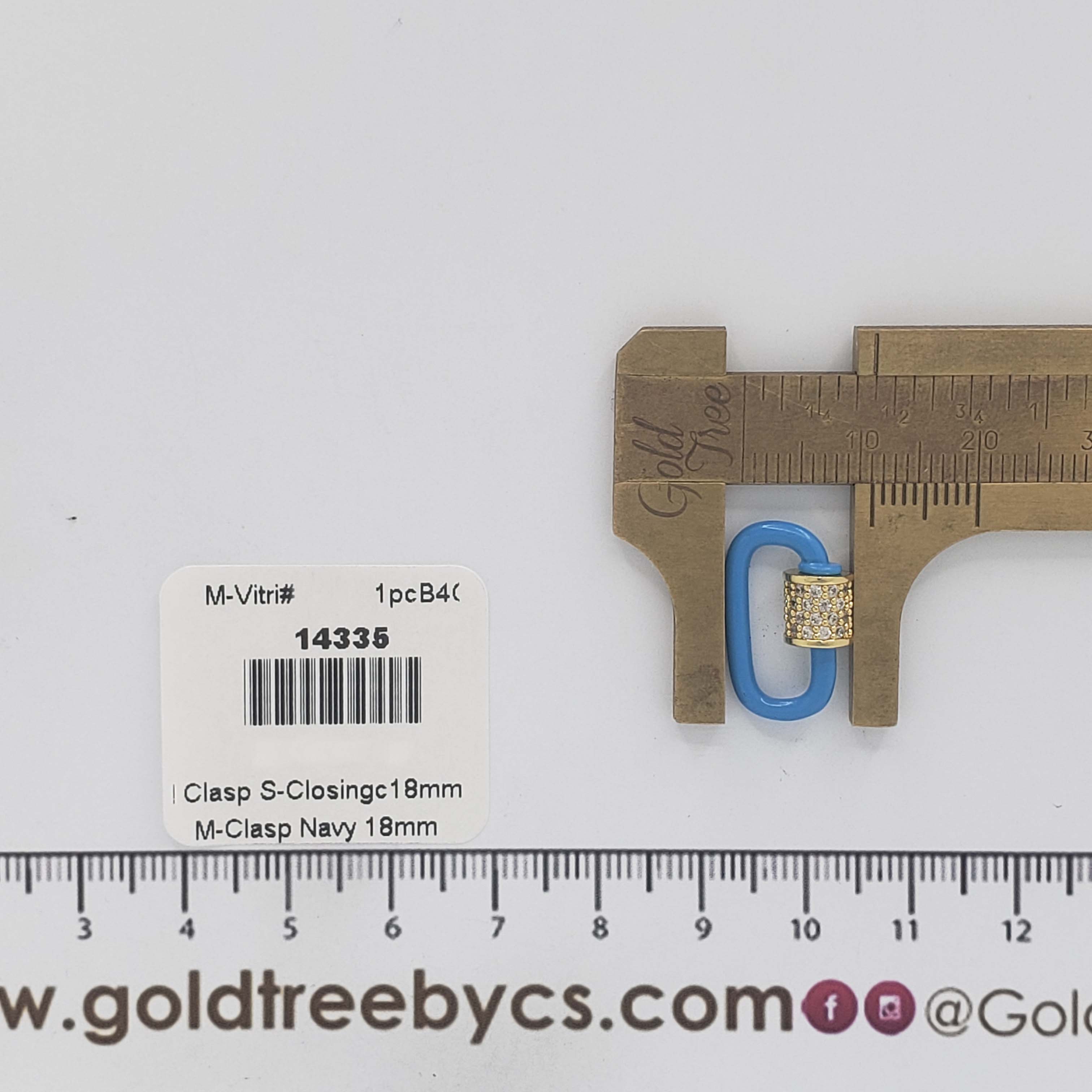 14335 Navy Oval Clasp Self Closing