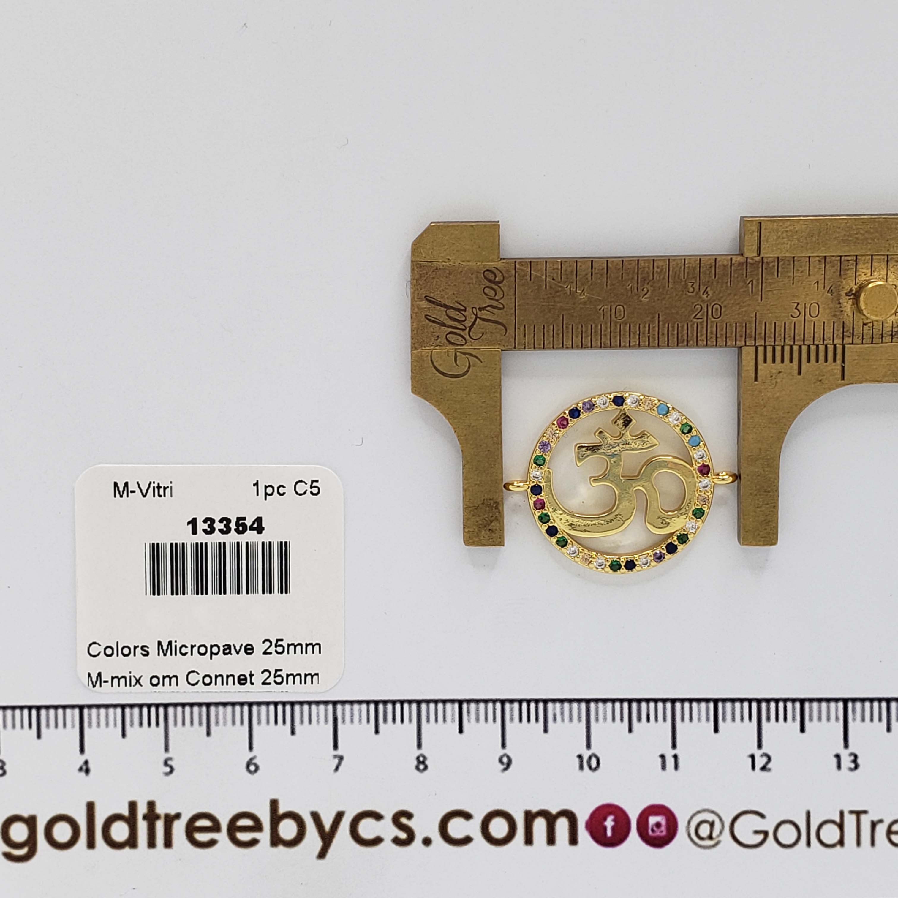 13354 Color Om Circle Micropave Pendant