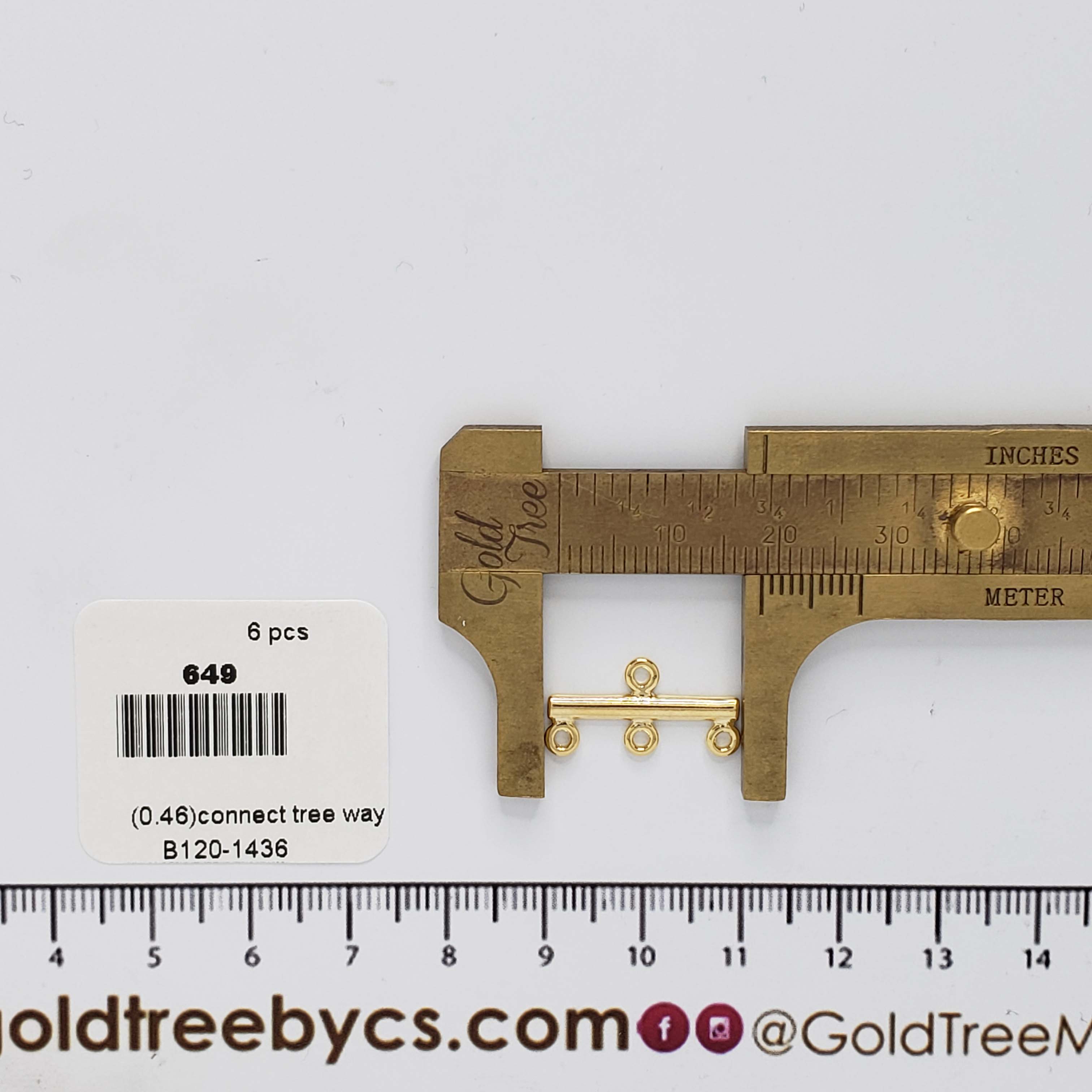 649 Golden Tri-Hole Connector