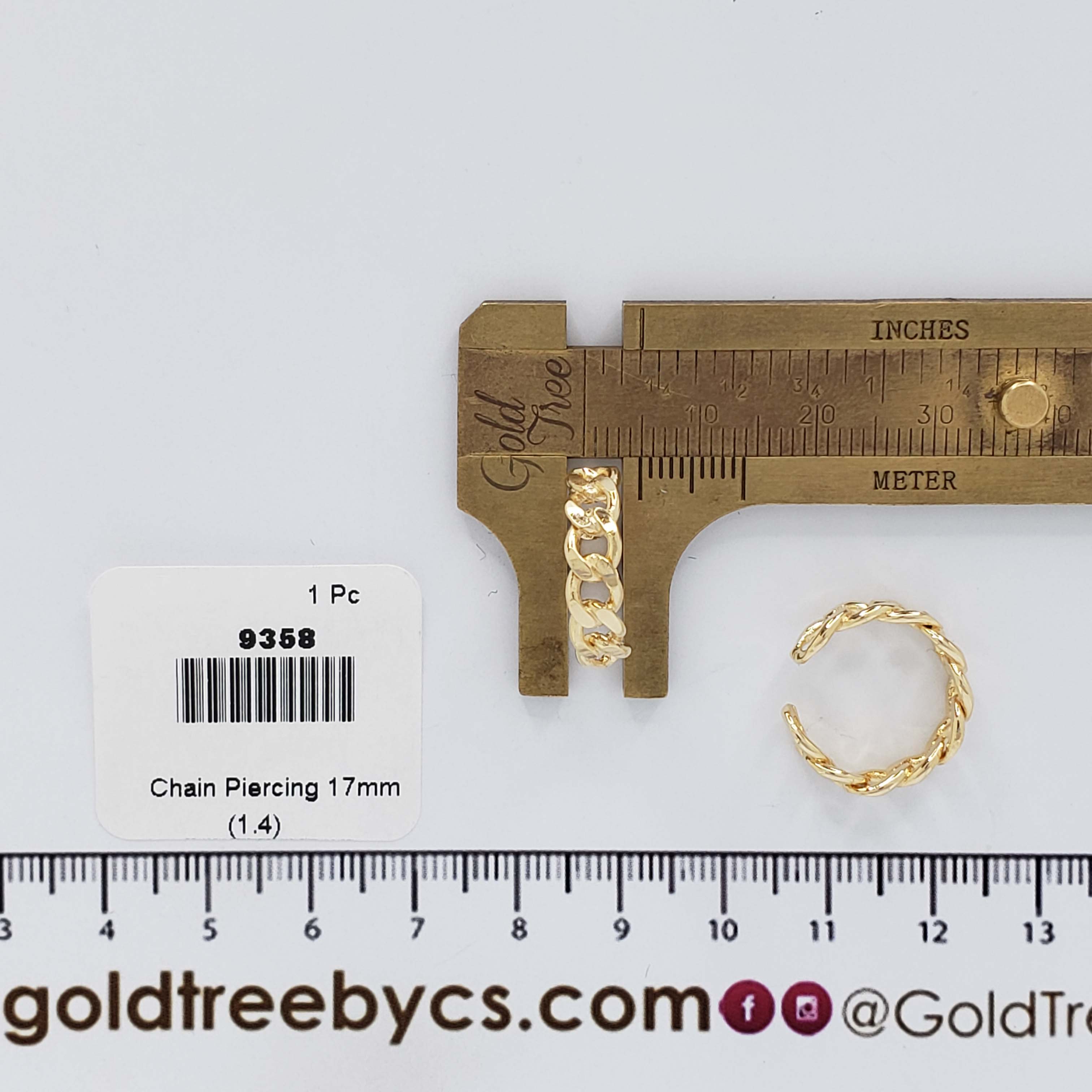 9358 Pendiente de Cadena Dorada de 17mm