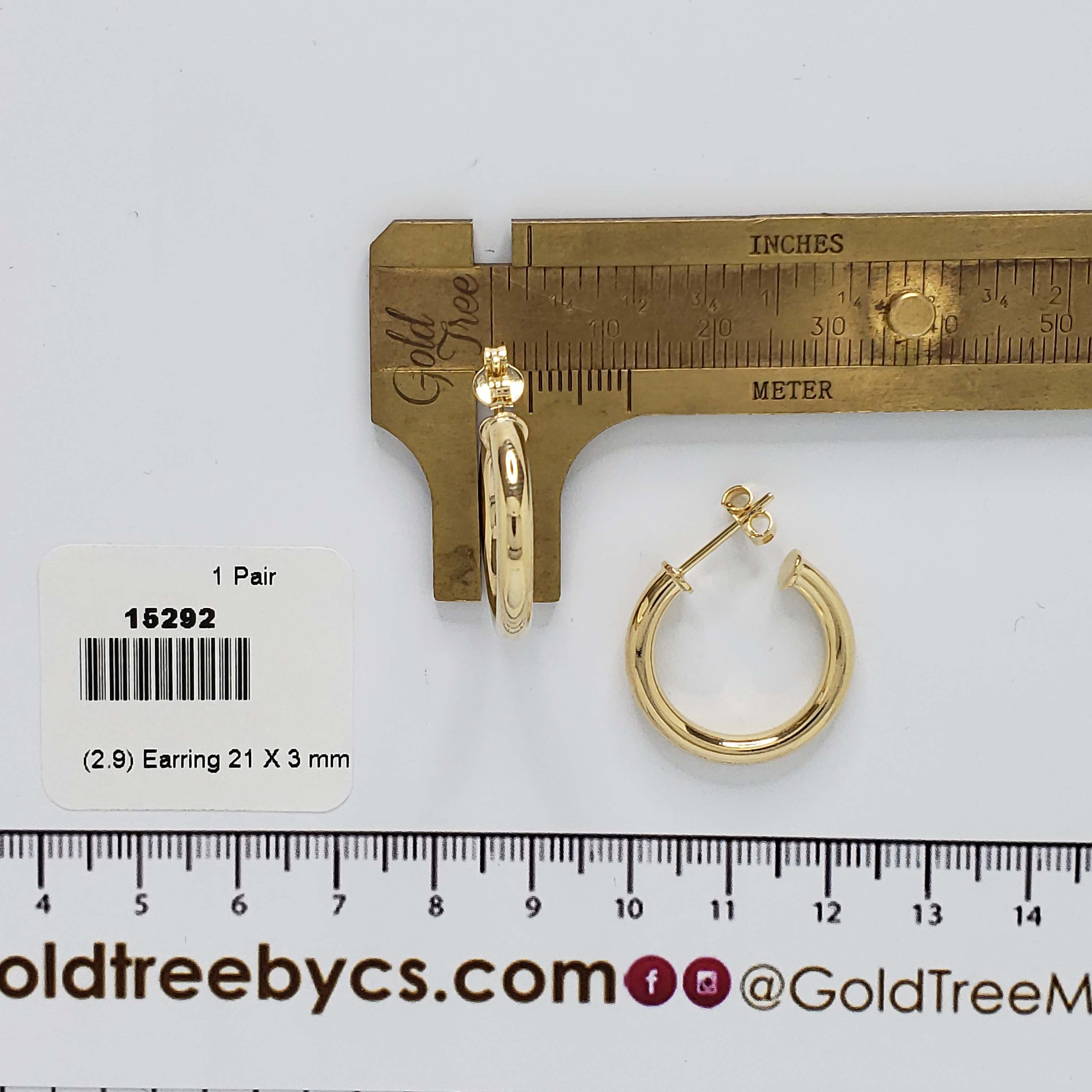 15292 21x3mm Gold Earring 