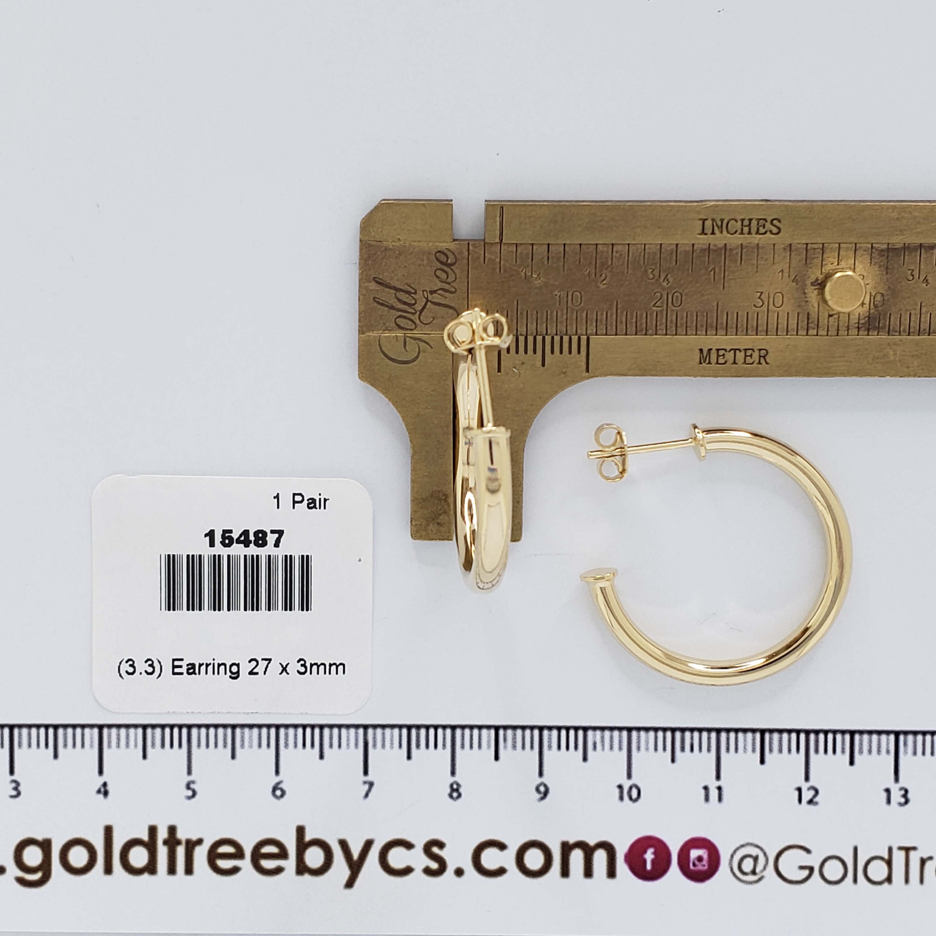 15487 27x3mm Gold Earrings 