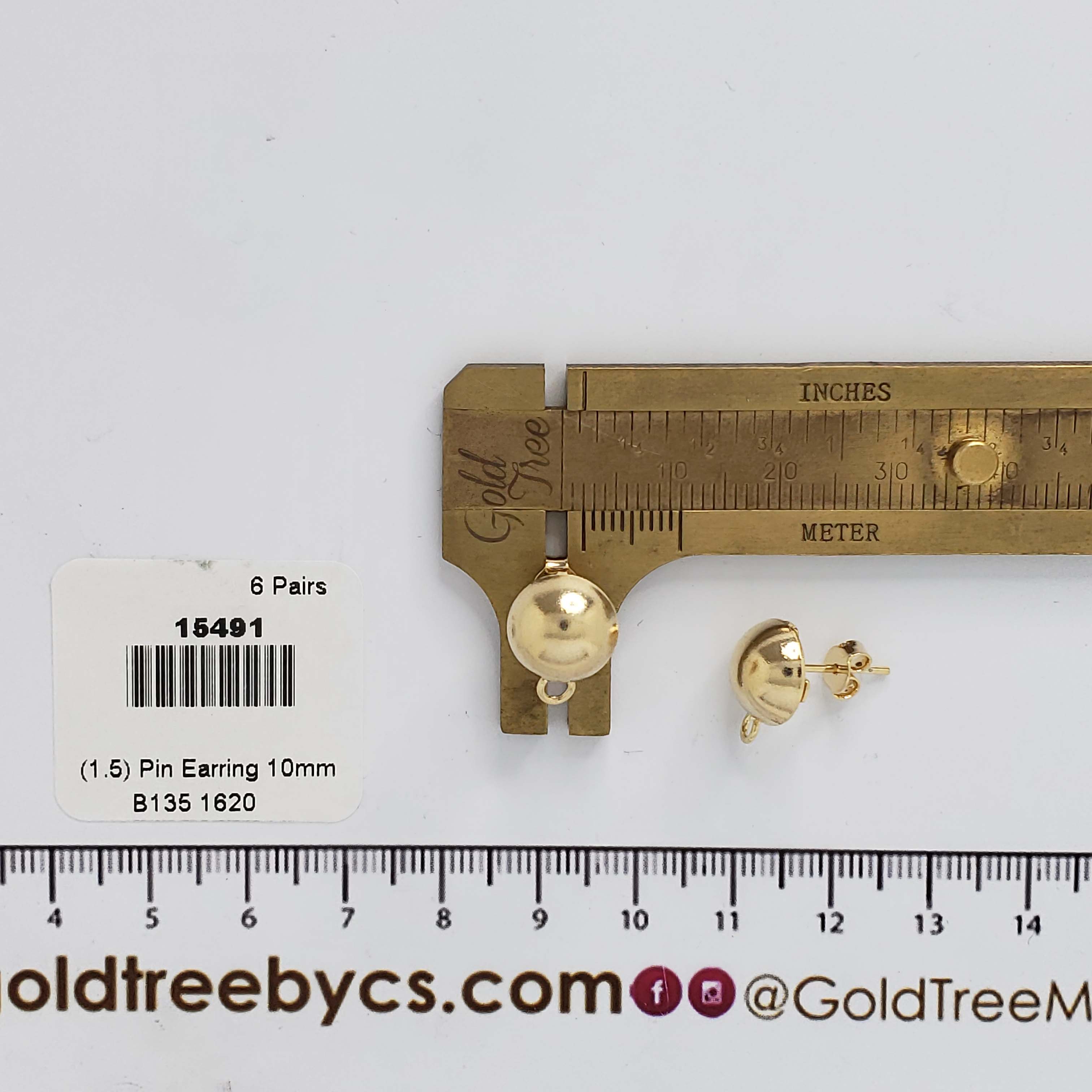 15491 10mm Gold Pin Earrings