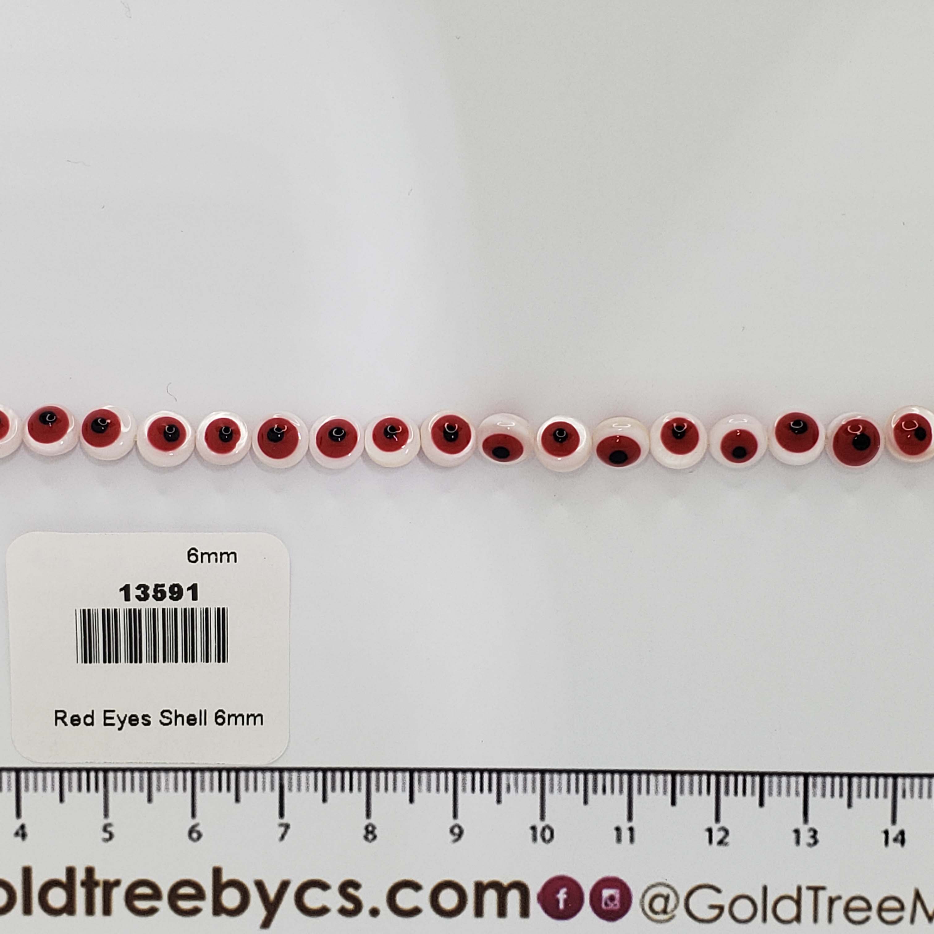 13591 Separador de Concha Ojo Maligno Rojo 6mm