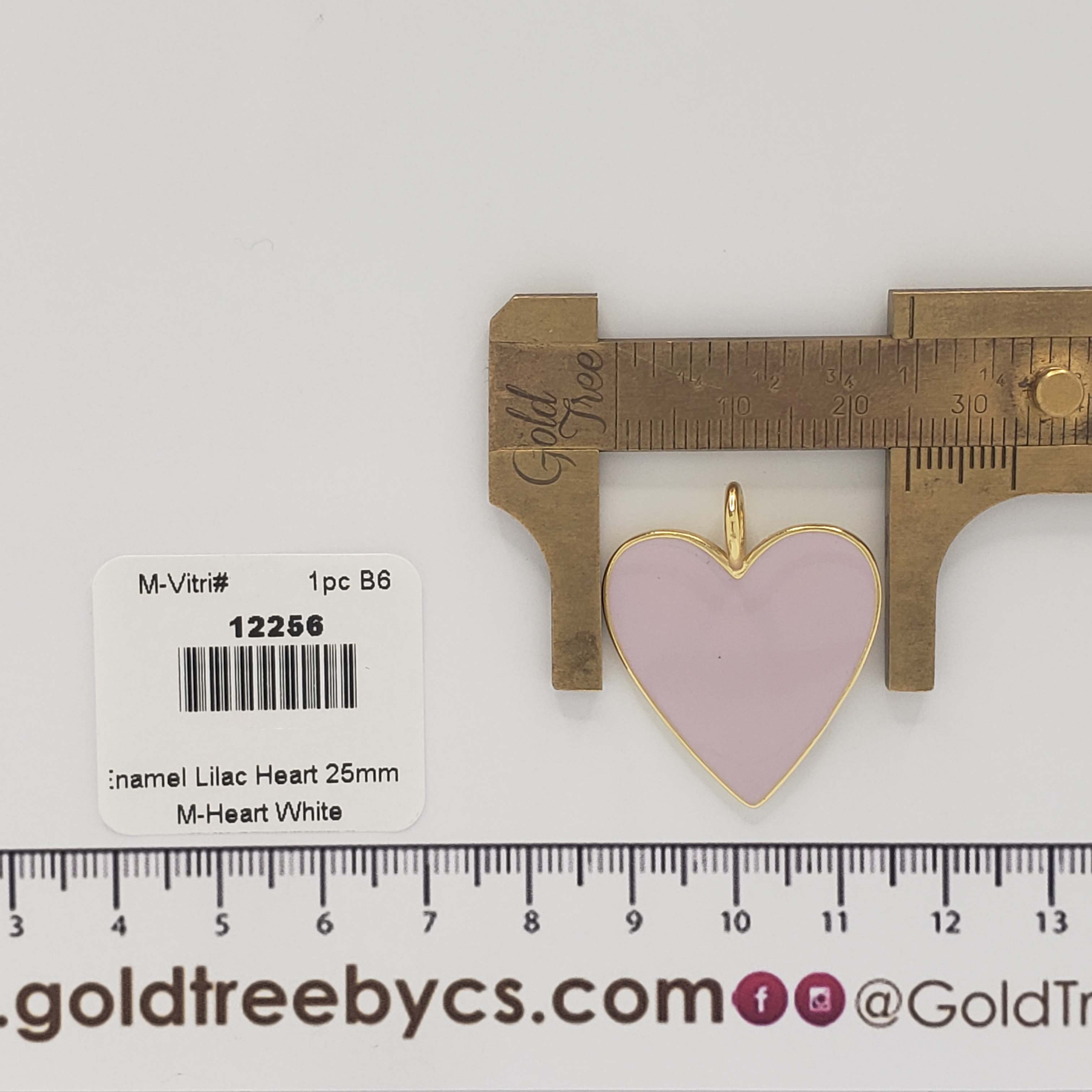 12256 25mm Lilac Enamel Heart Pendant