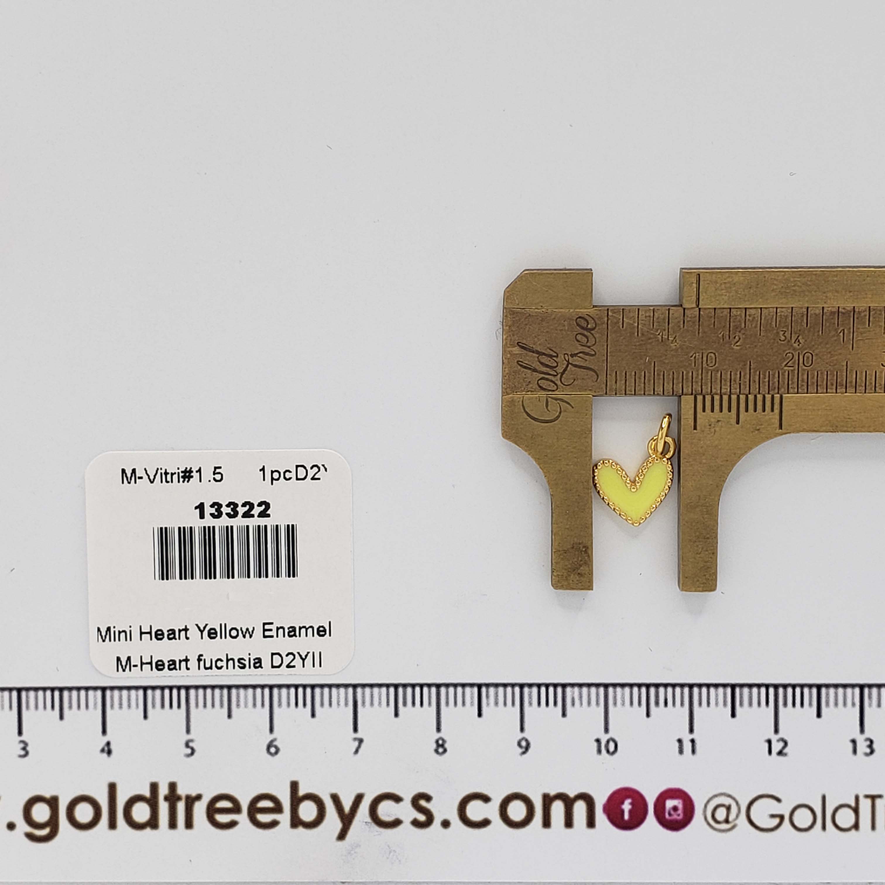 13322 Mini Heart Yellow Enamel Pendant