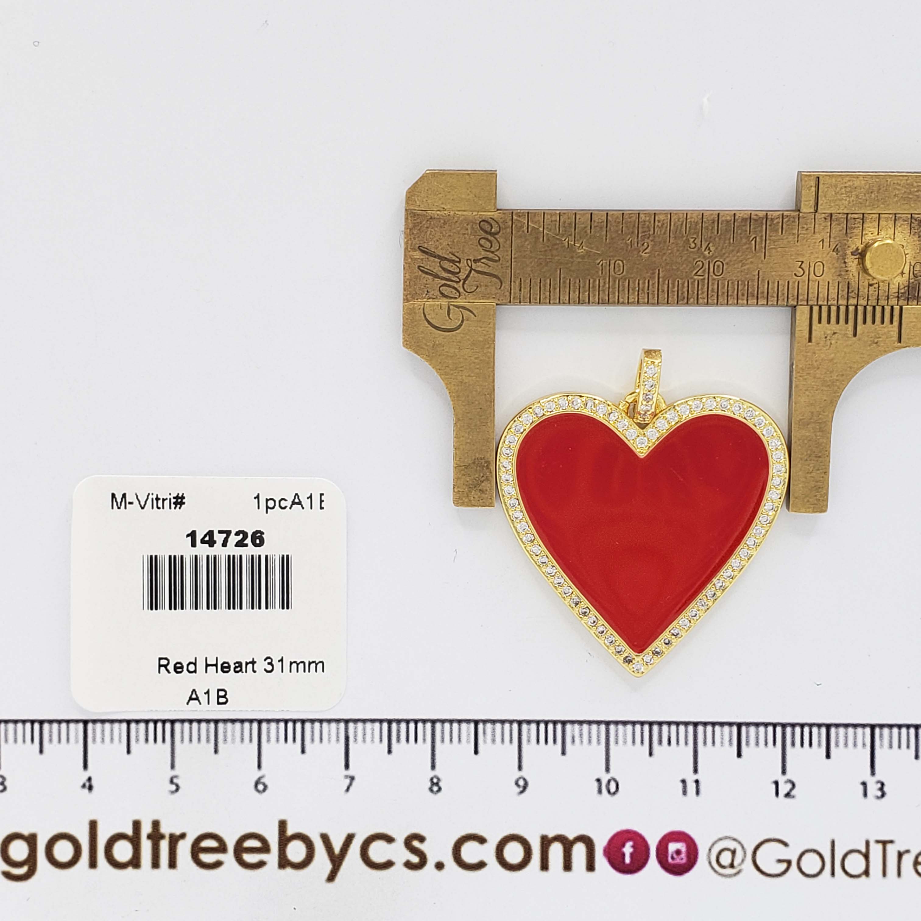 14726 Cadena Corazón Rojo con Micropave