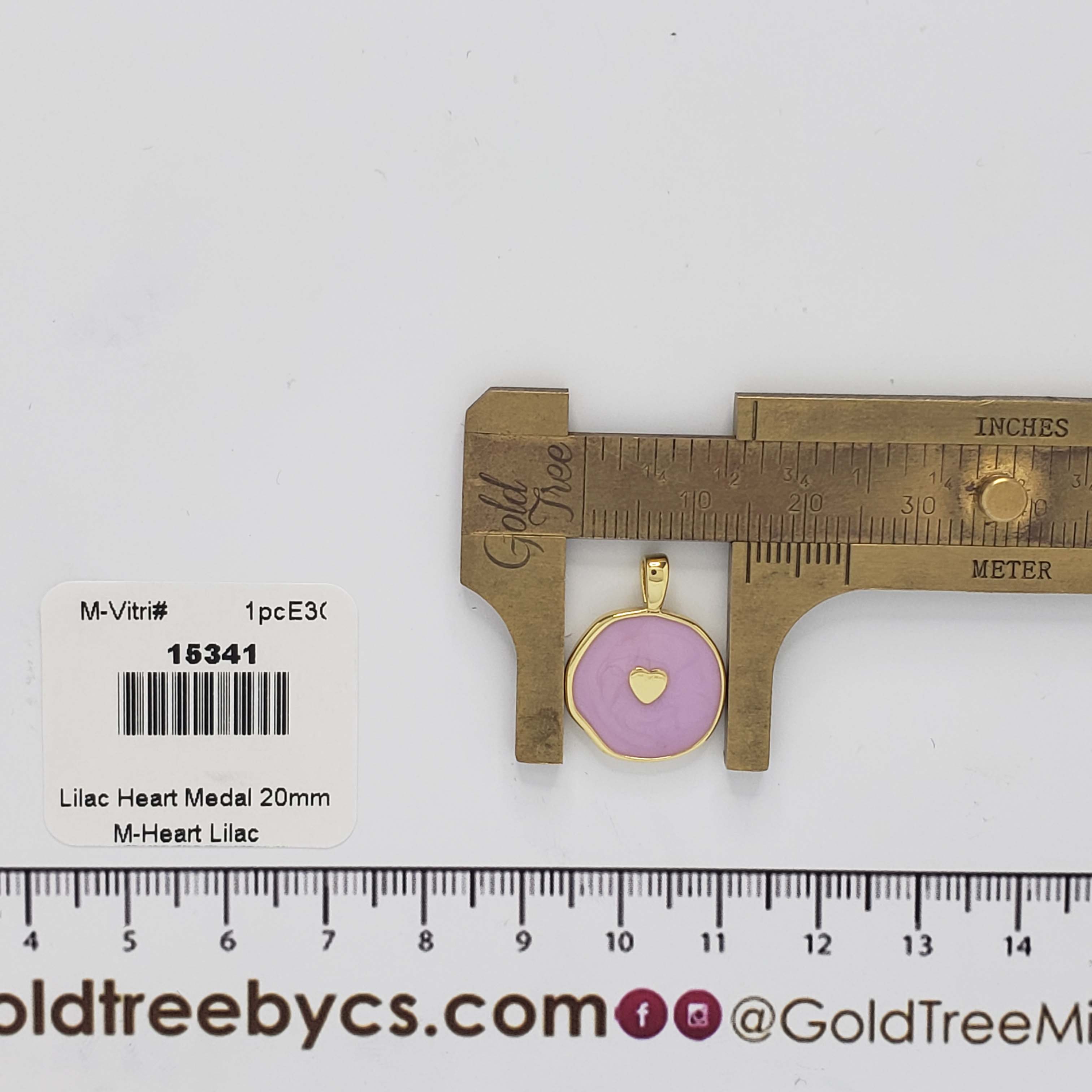 15341 20mm Lilac Heart Medal