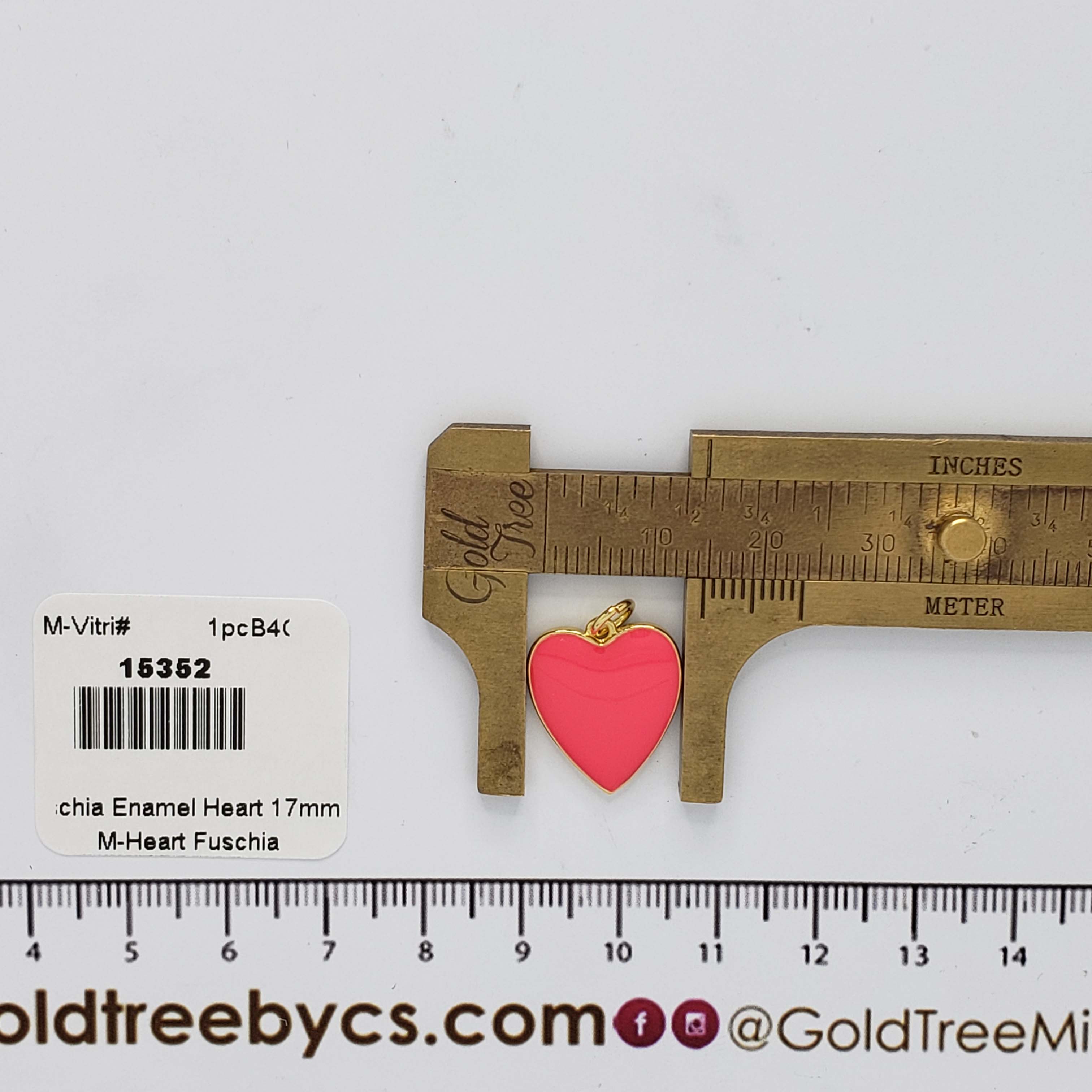 15352 Fuschia Enamel Heart Pendant