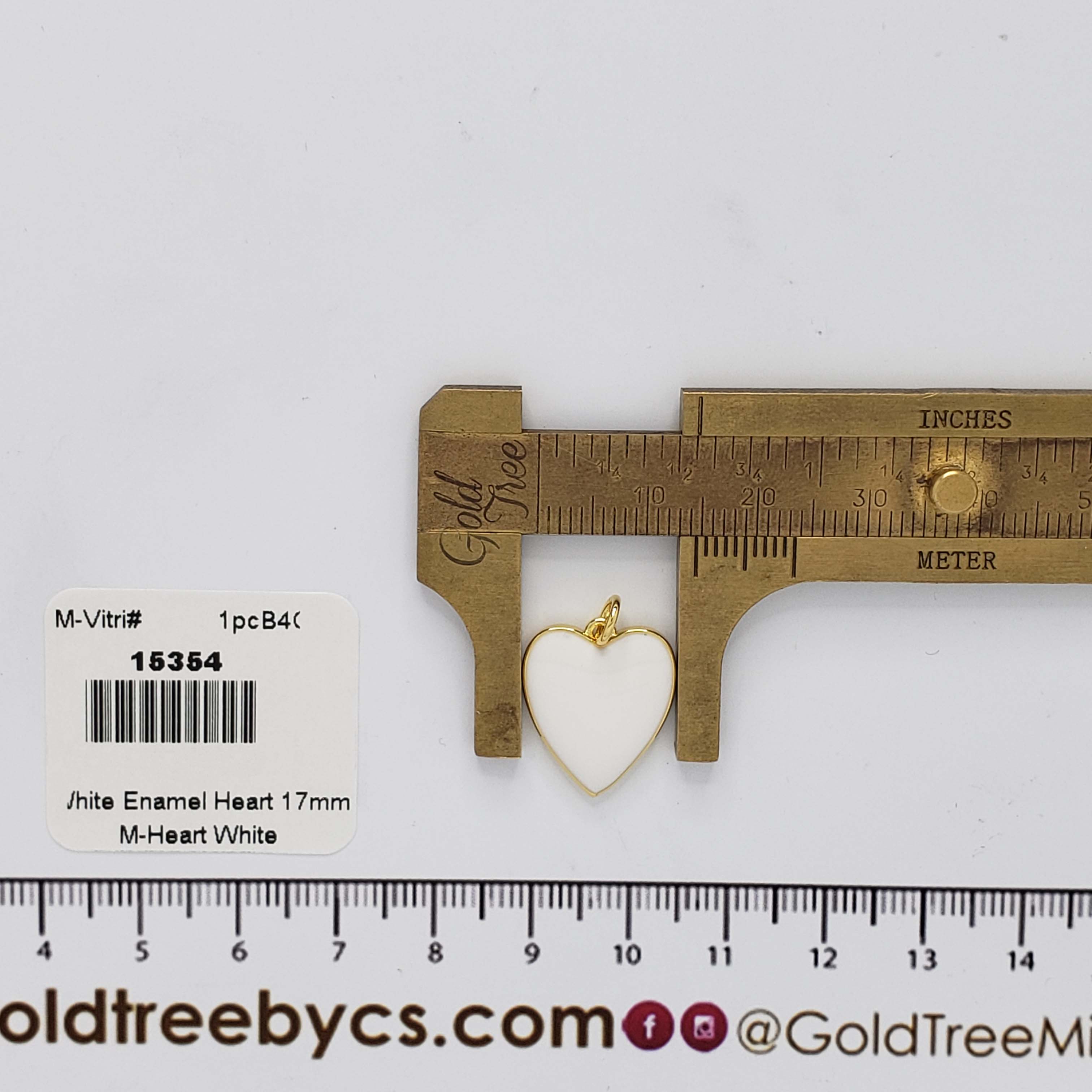 15354 Small White Enamel Heart Pendant