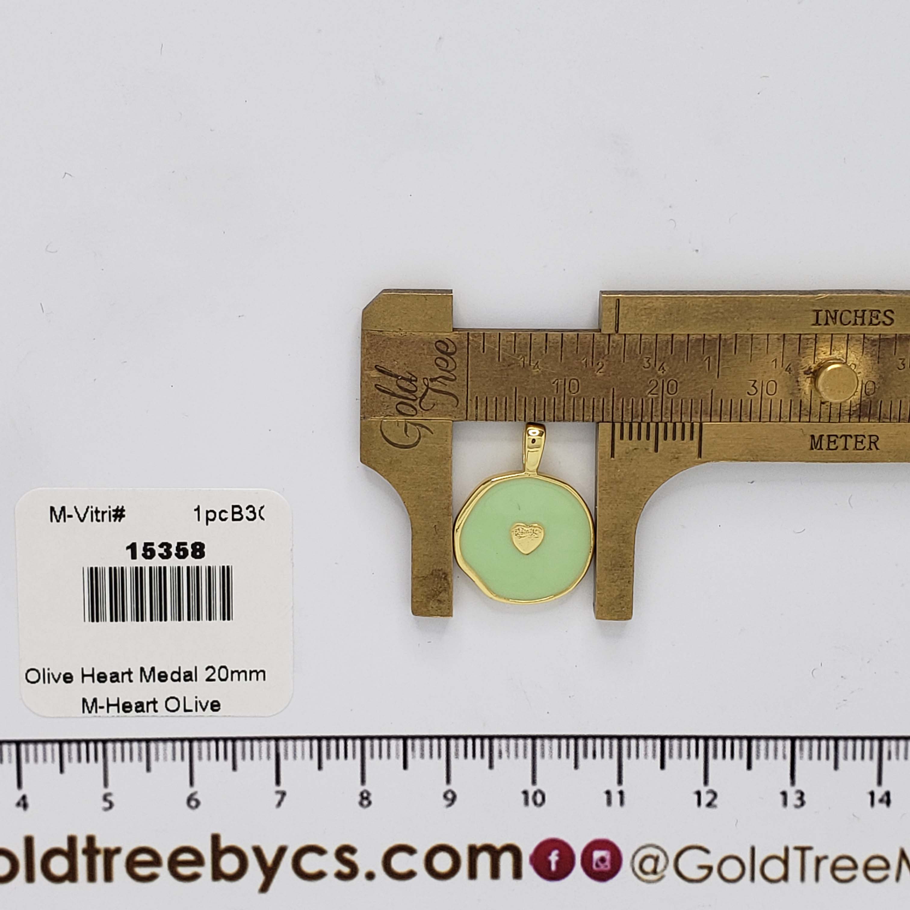 15358 20mm Olive Heart Medal