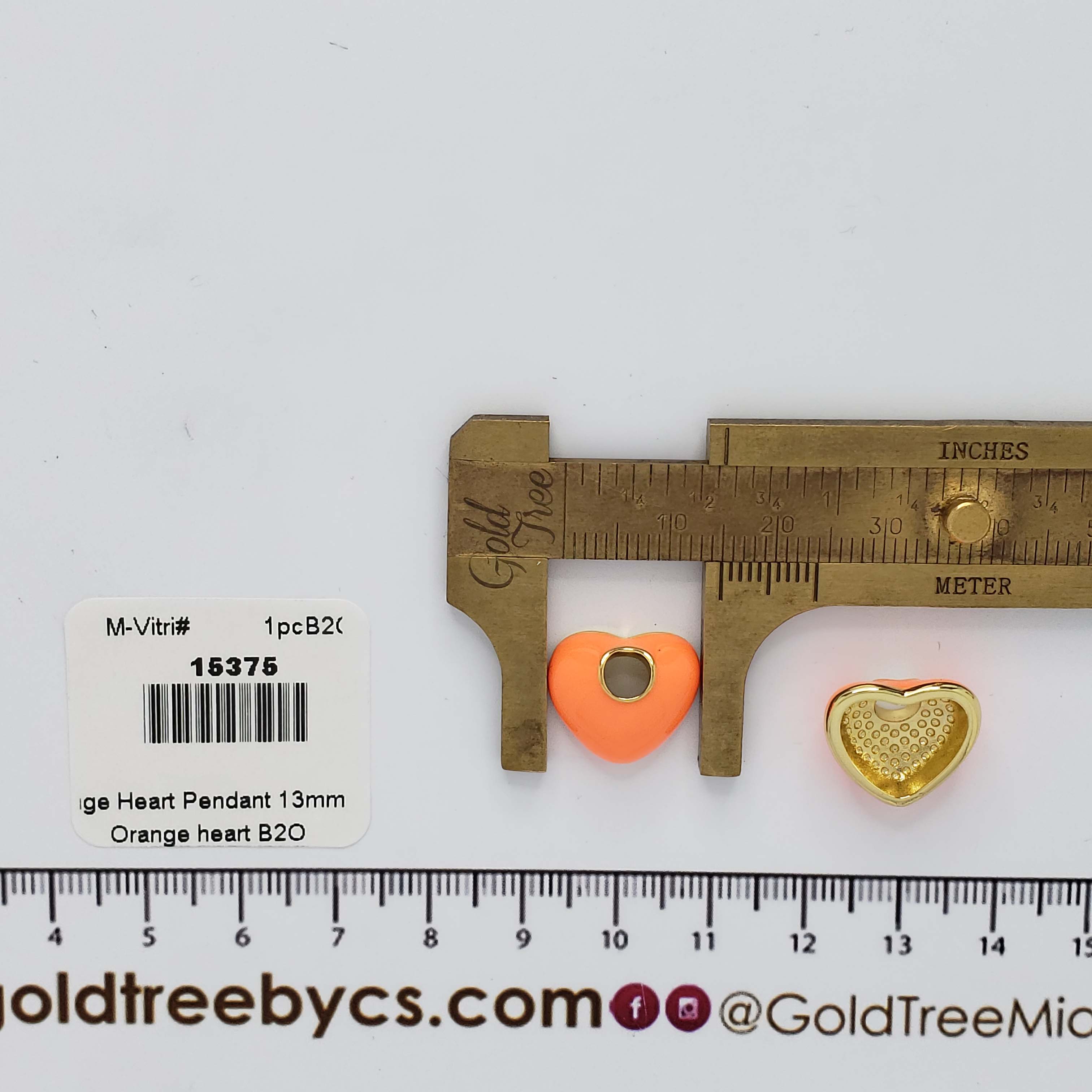 15375 Orange Heart Pendant