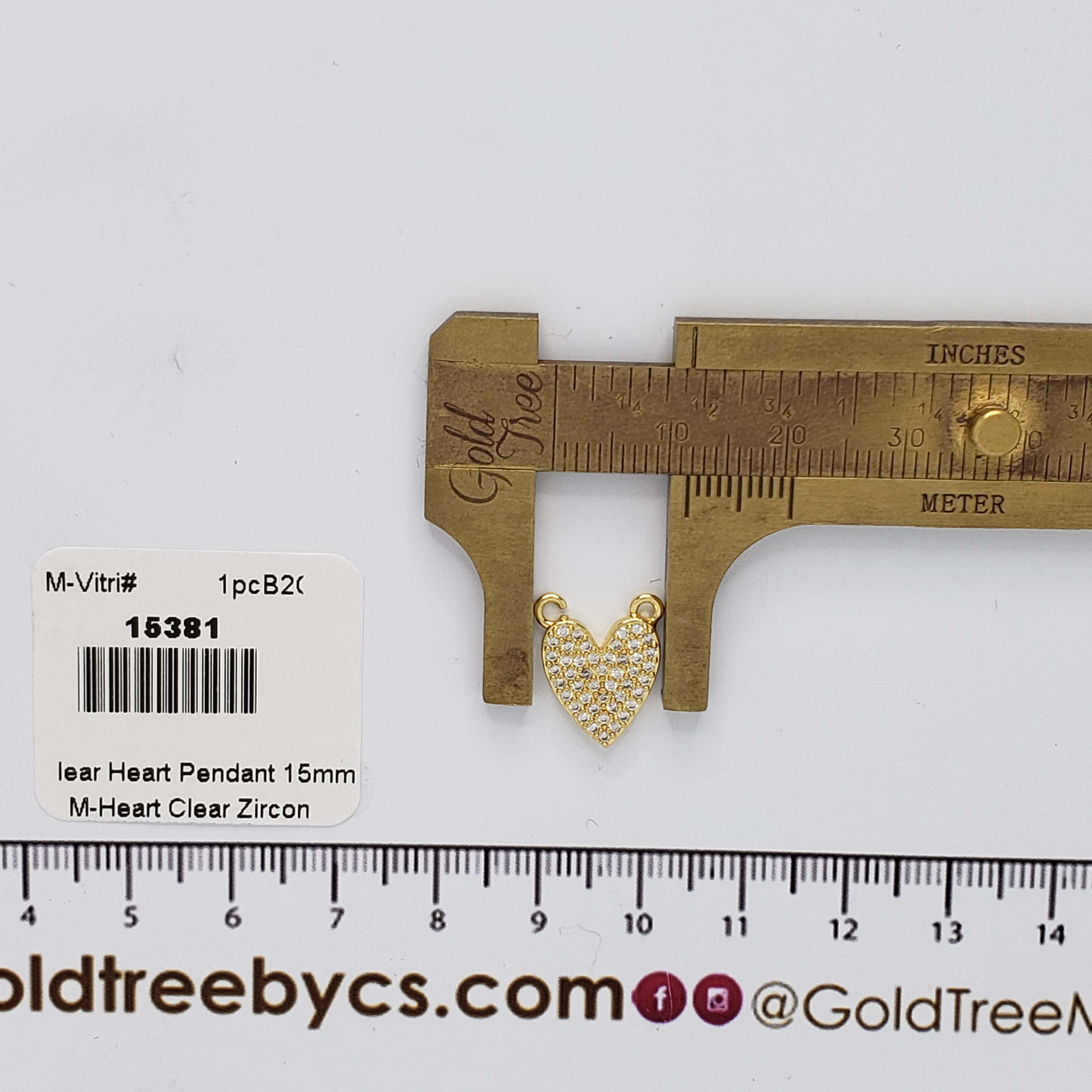 15381 15mm Clear Crystal Heart Connector Pendant